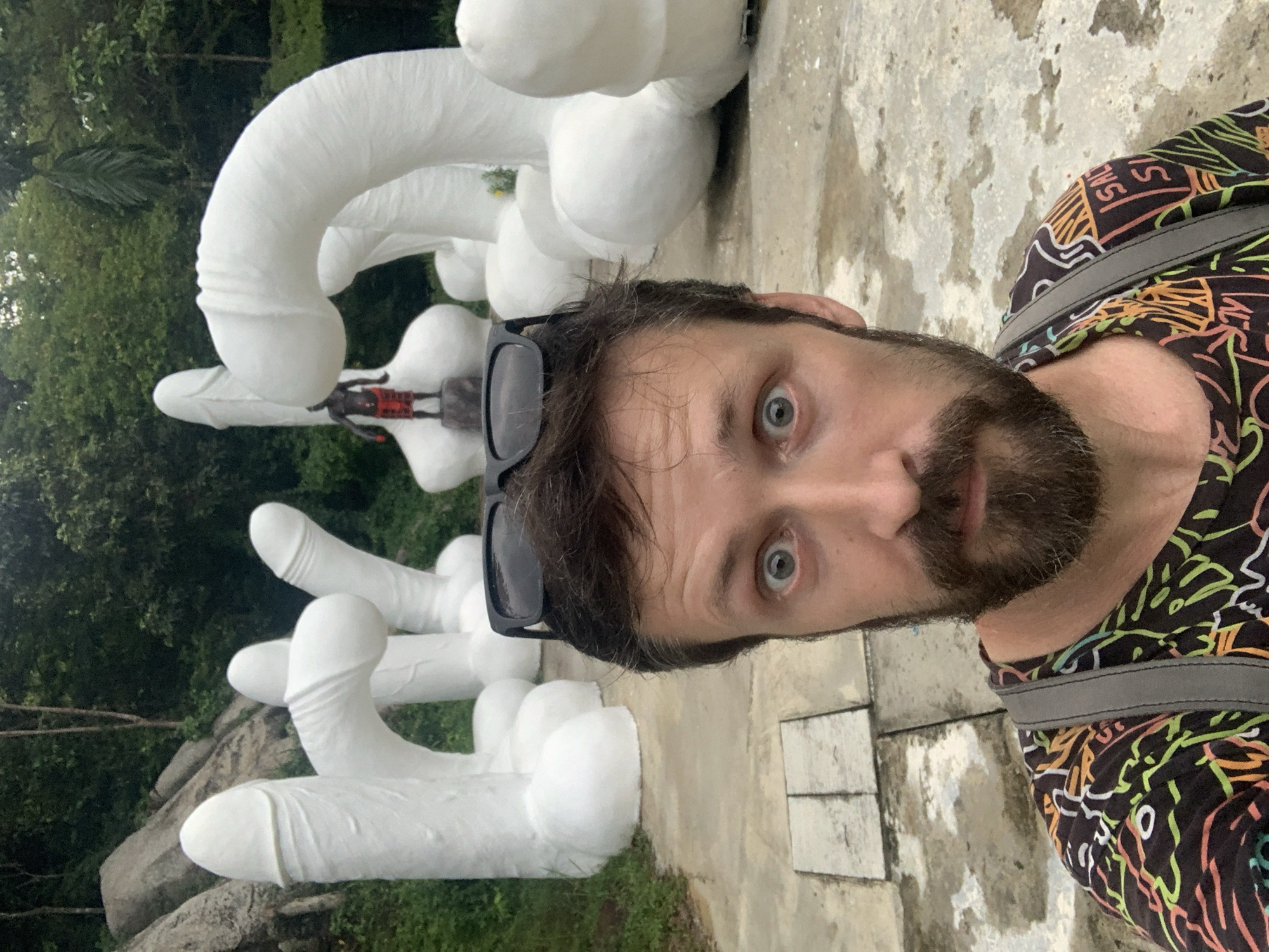 Tourist visits phallic sculpture garden in Thailand