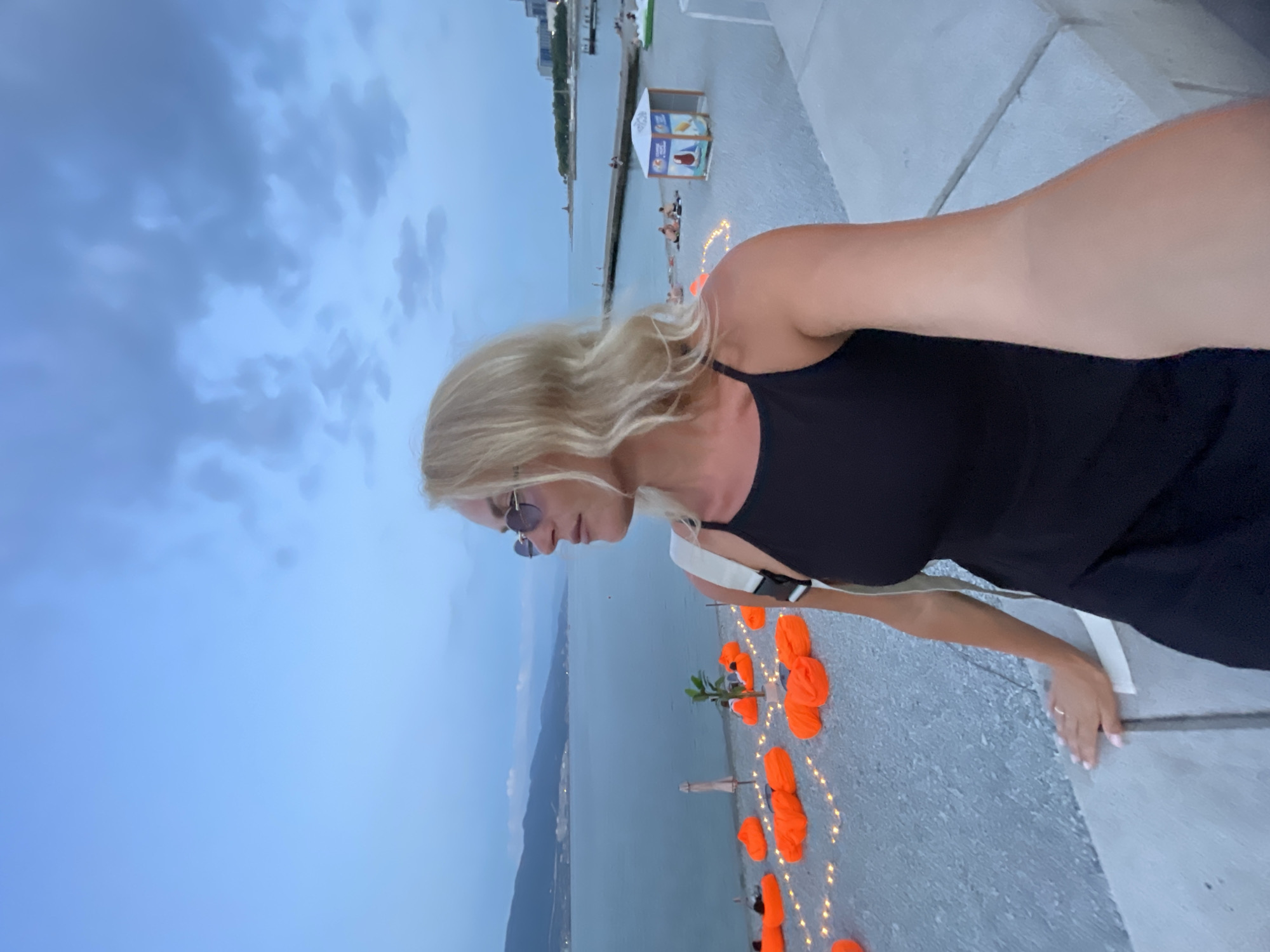 Evening along the Novorossiysk waterfront and pebble beach