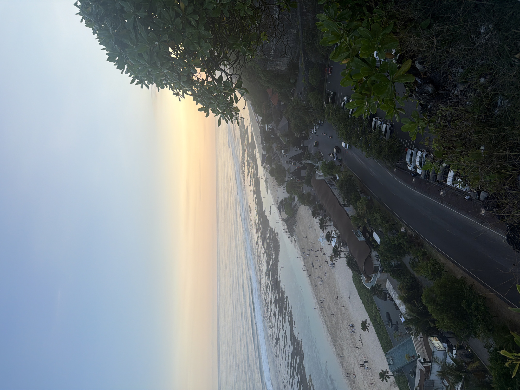 Aerial beach views captured in Kuta Selatan during calm morning