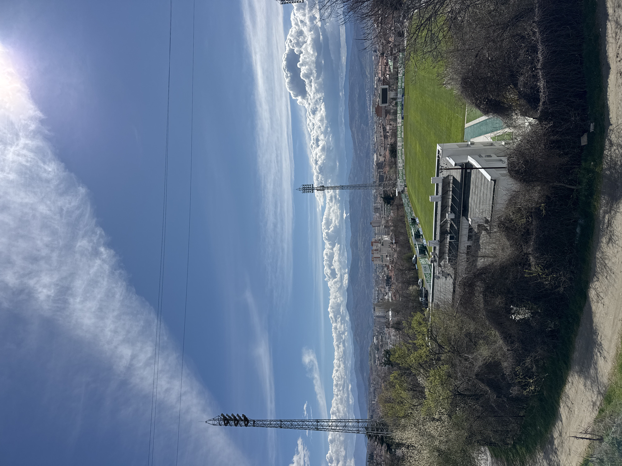 Sunny day view of football stadium complex in Blagoevgrad