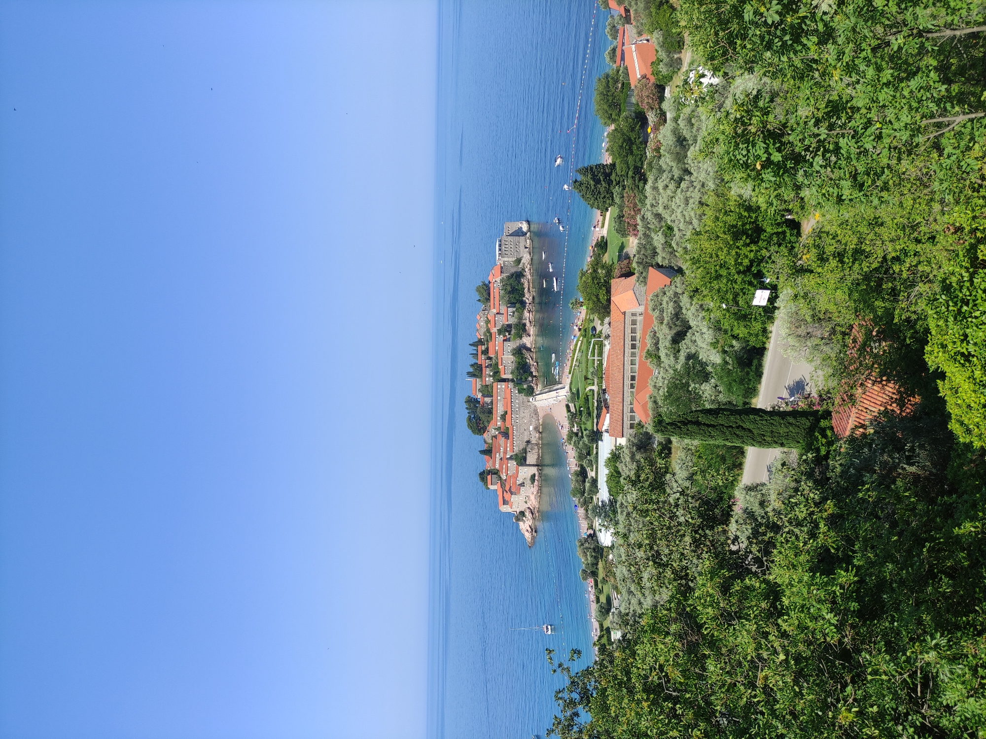 Summer morning along the Sveti Stefan coastline, Montenegro