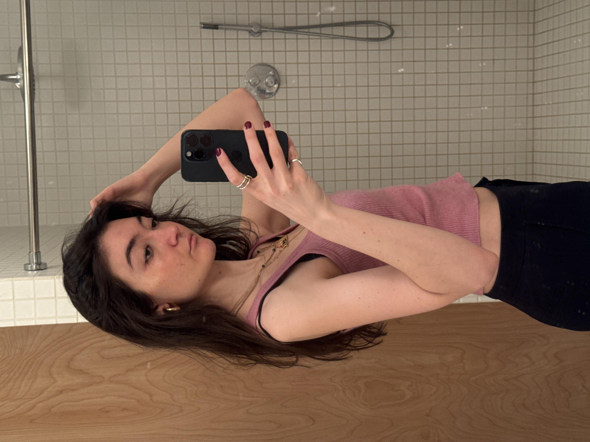 Person takes selfies, visits beverage station in NYC