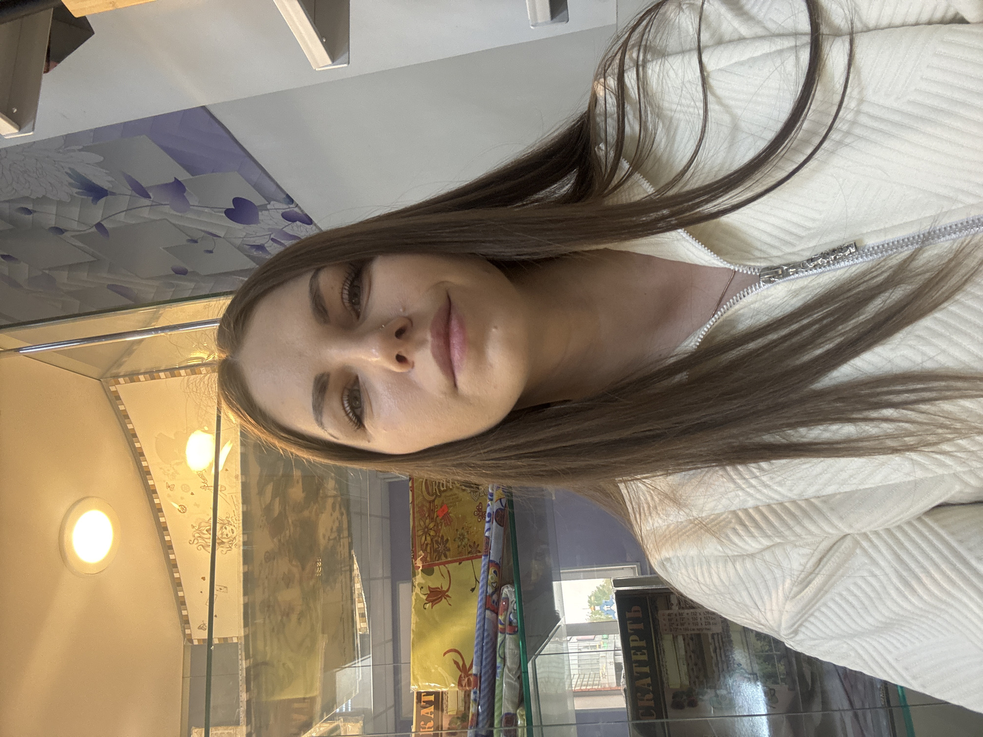 Woman photographed in retail store in Klin, Russia