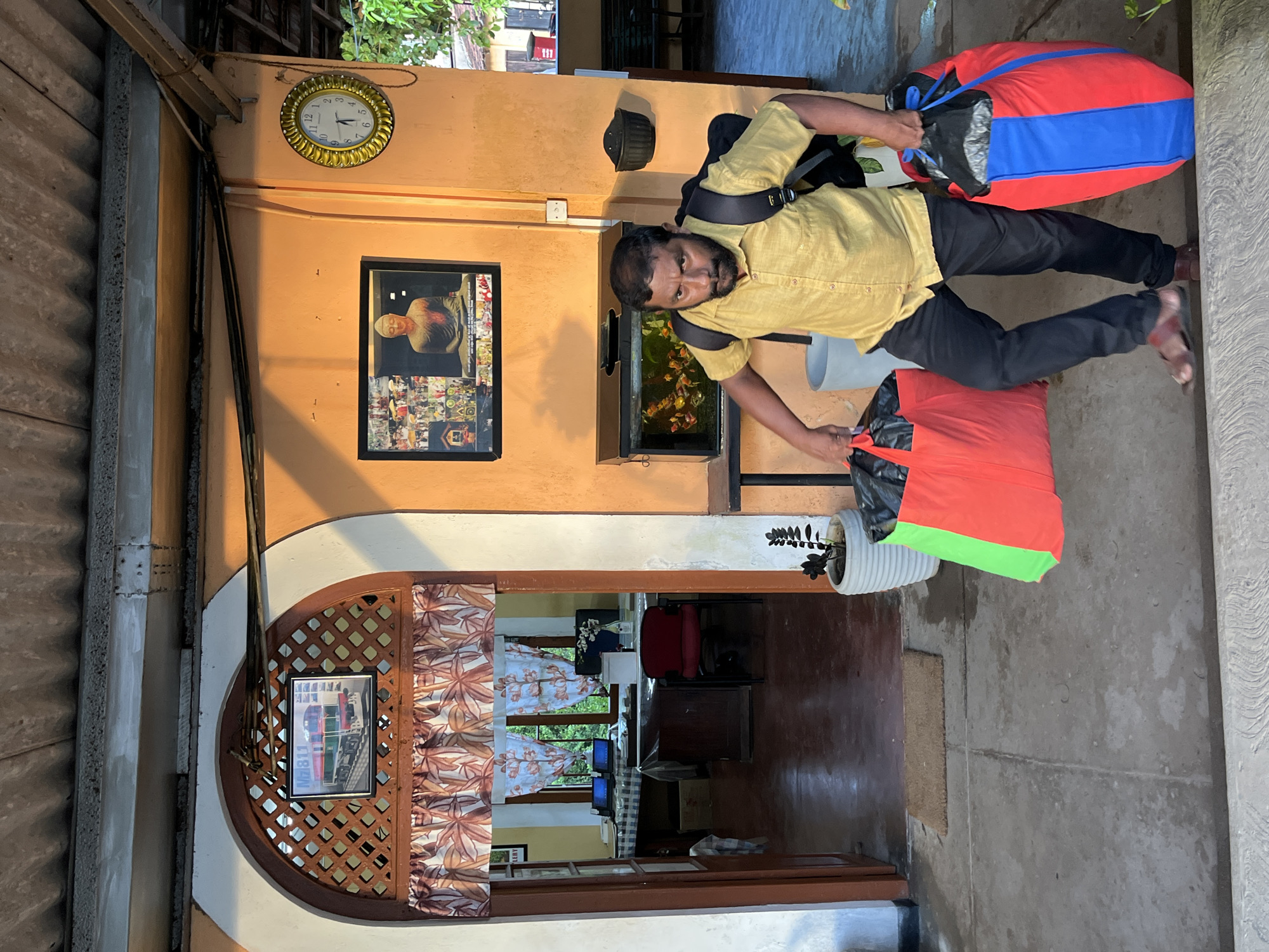 Morning commuters at Ahangama railway station, Sri Lanka