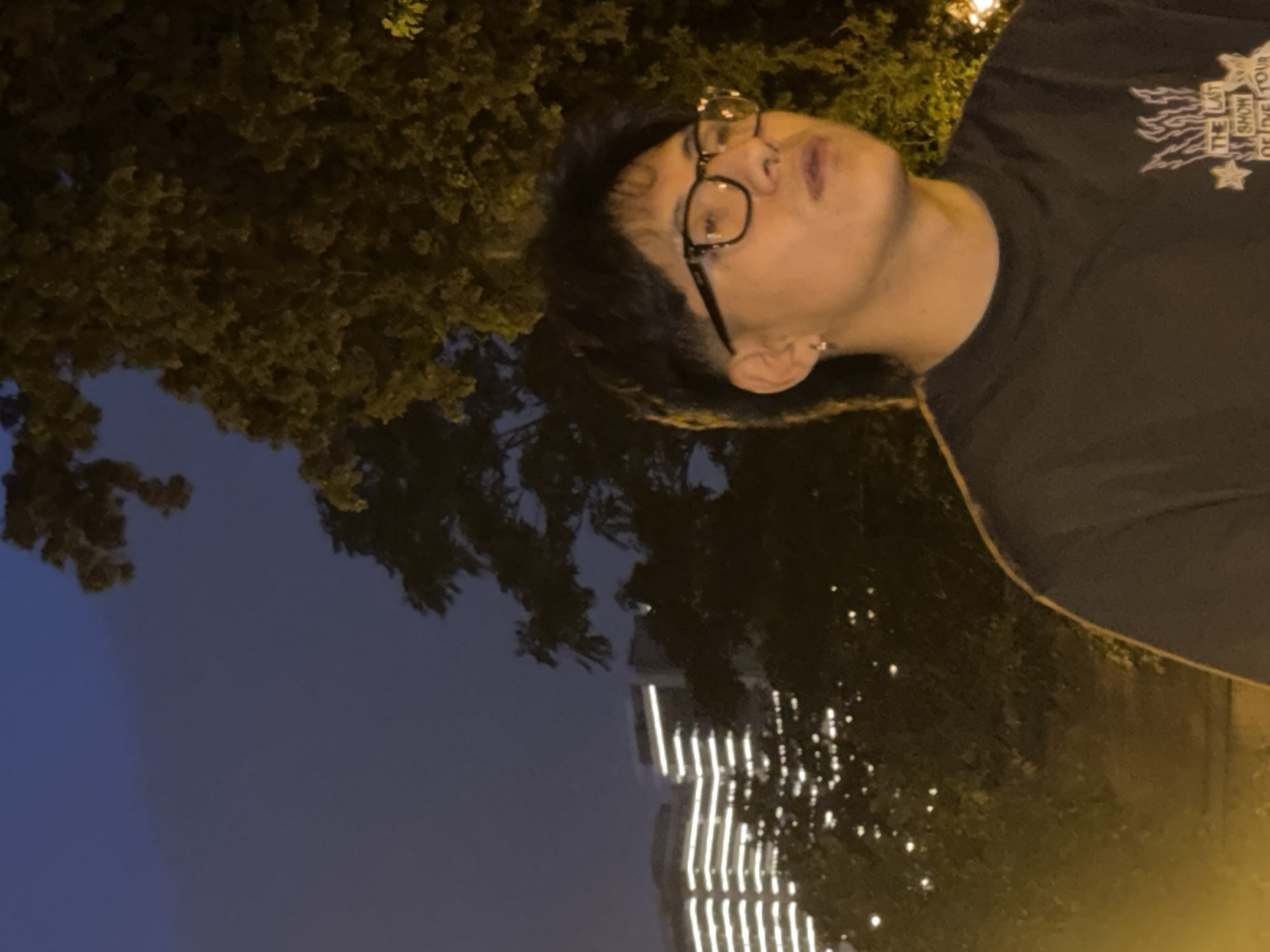 Evening hangout in a Madrid park under a crescent moon