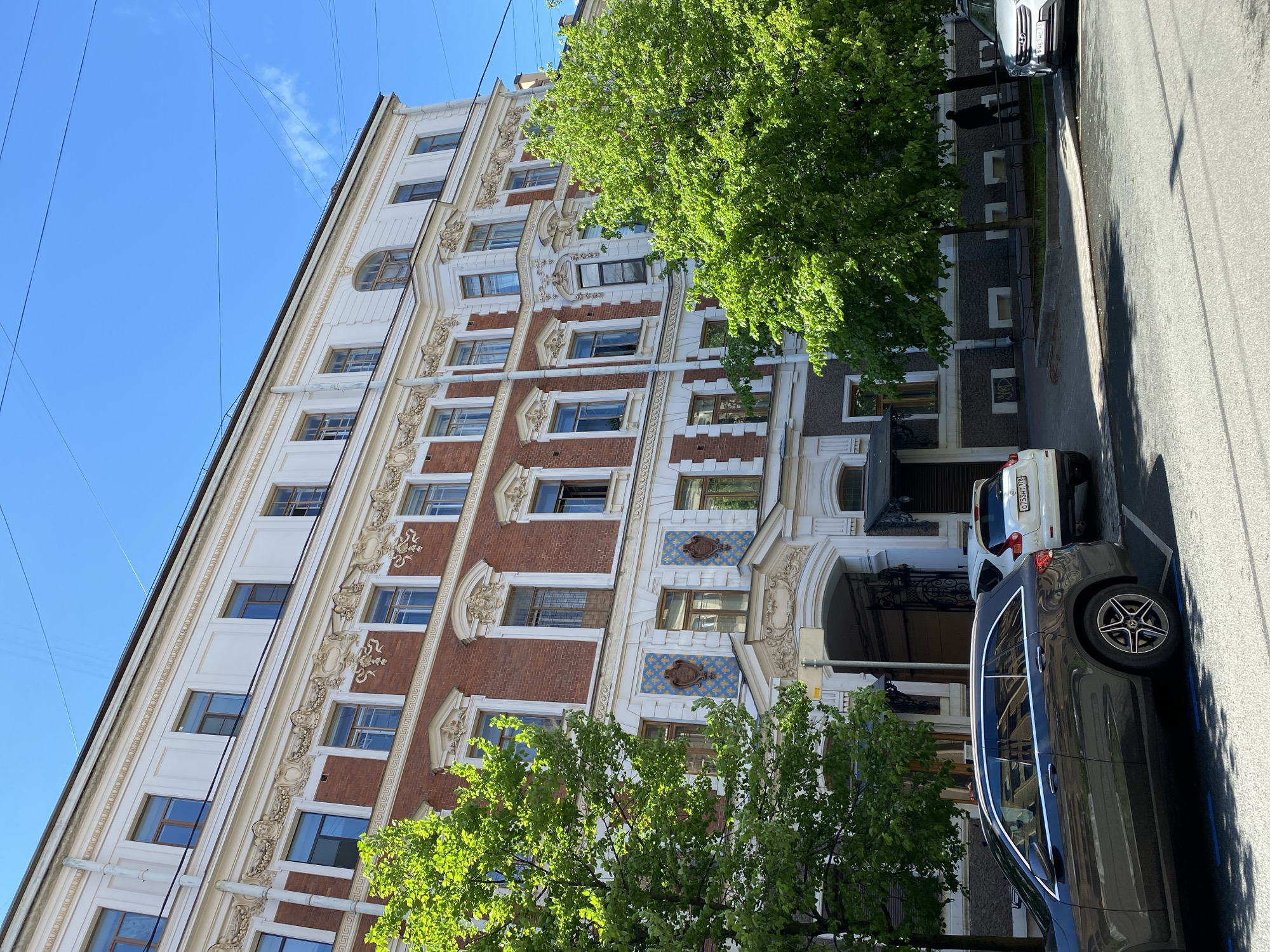 Urban architecture and retail displays documented in morning walkthrough