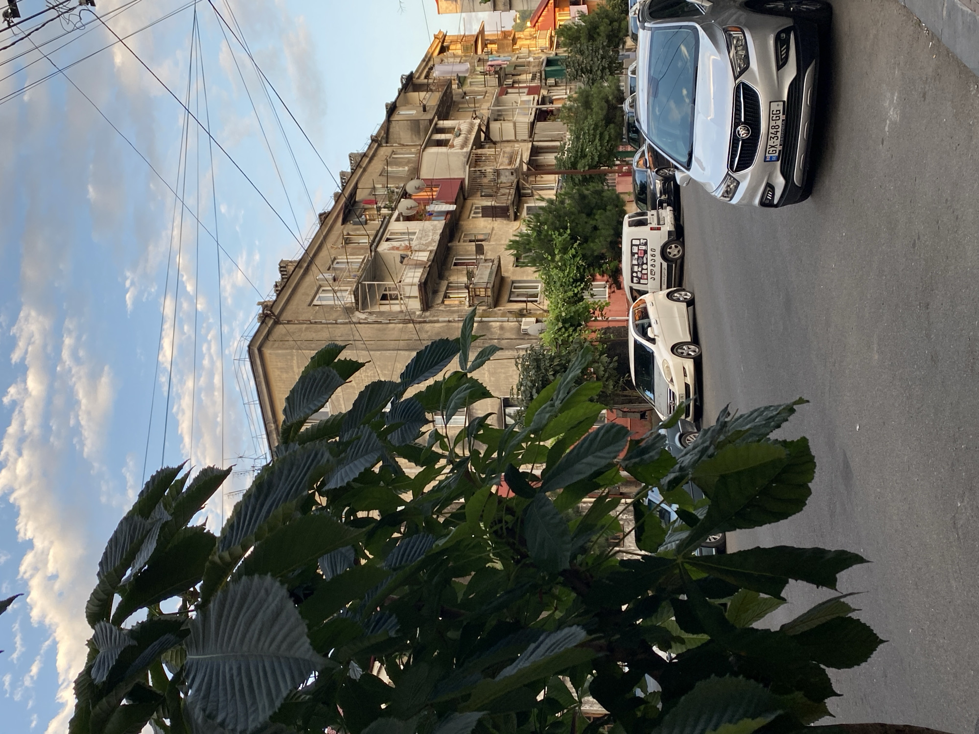Everyday street life on a mixed block in Batumi, Georgia
