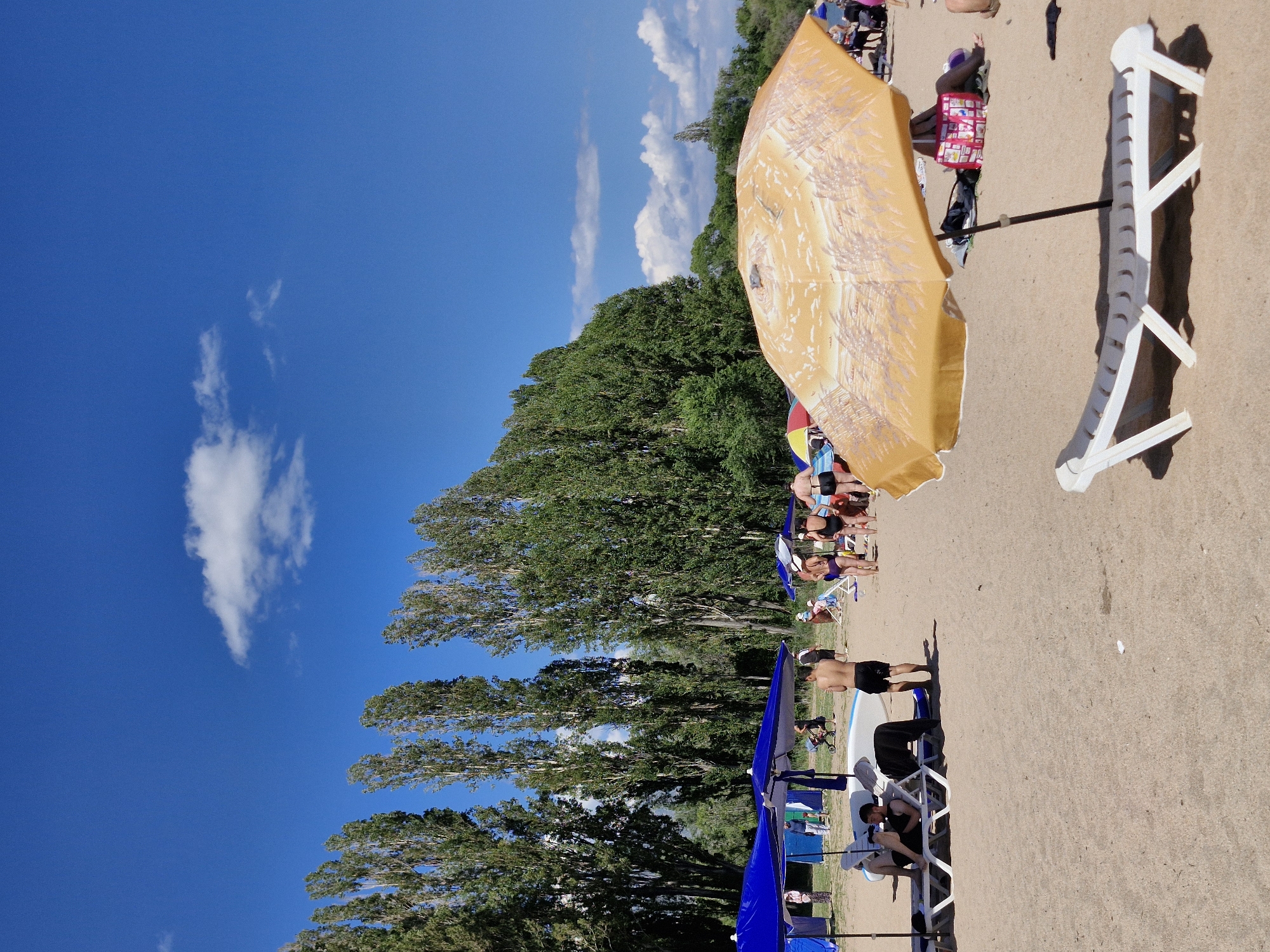 Sunny beach day on Issyk-Kul's shore in Kyrgyzstan