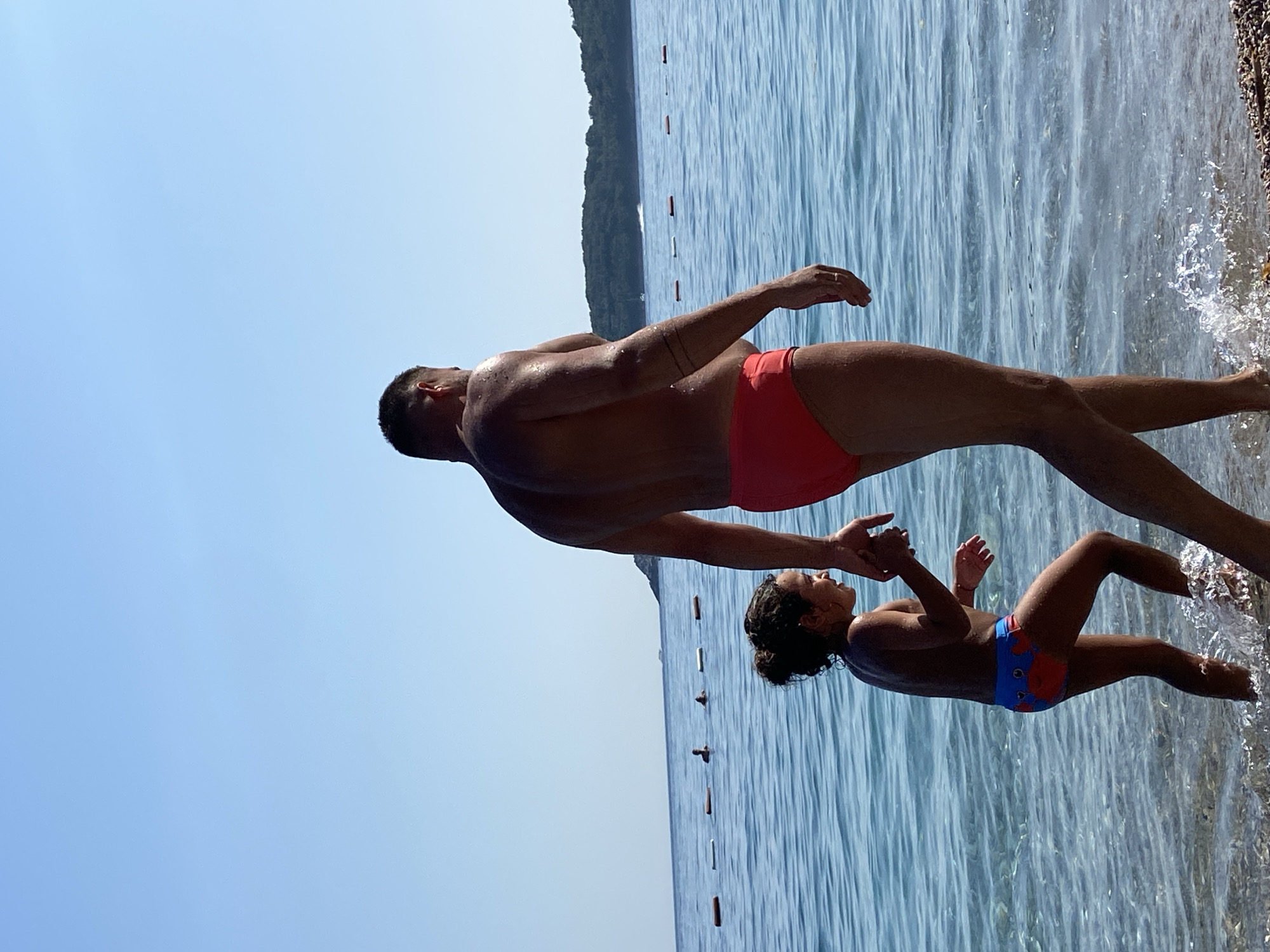 Lazy afternoon on a pebbled Adriatic beach in Montenegro
