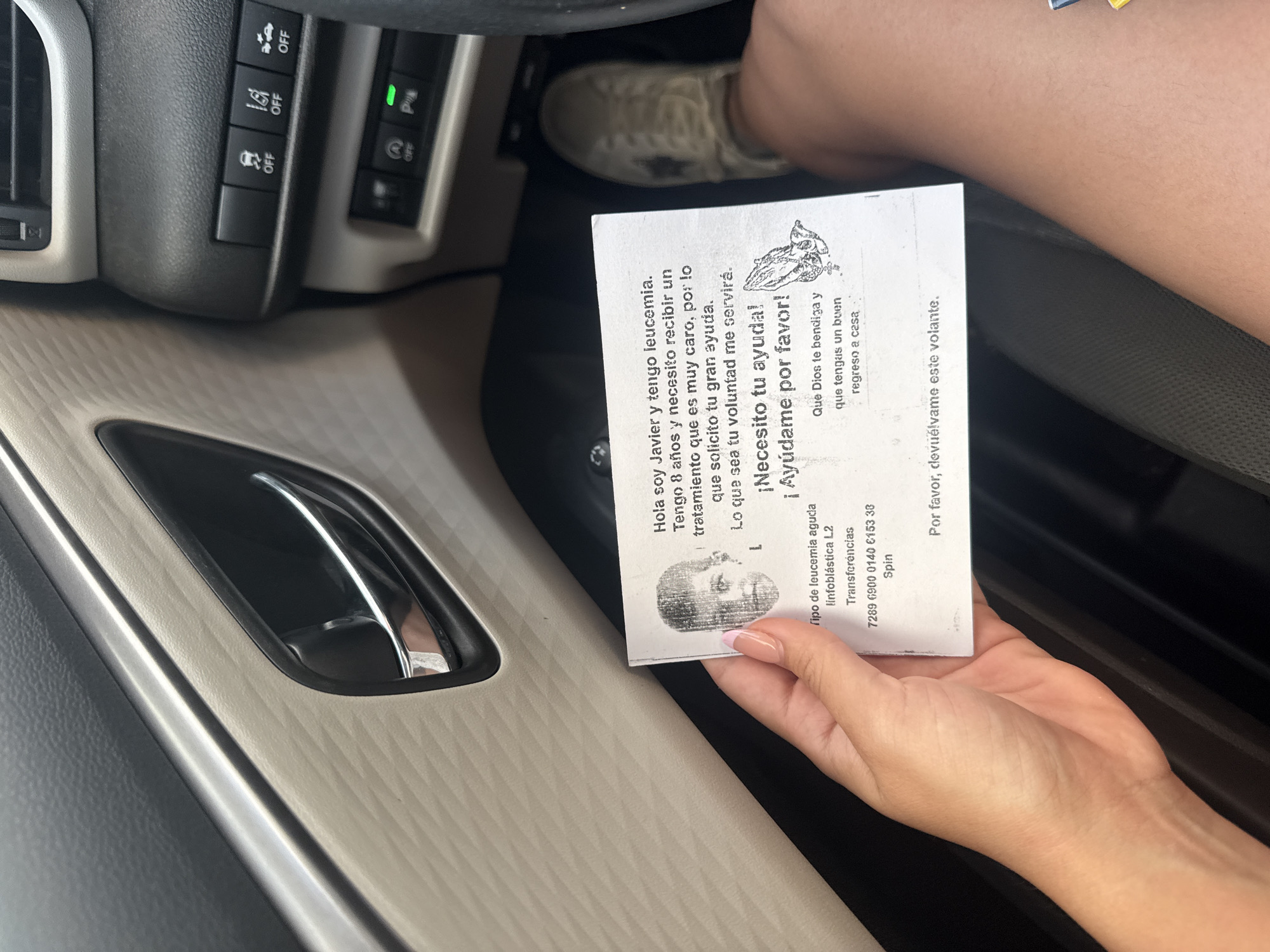 Donation flyer for child with leukemia spotted in Puebla