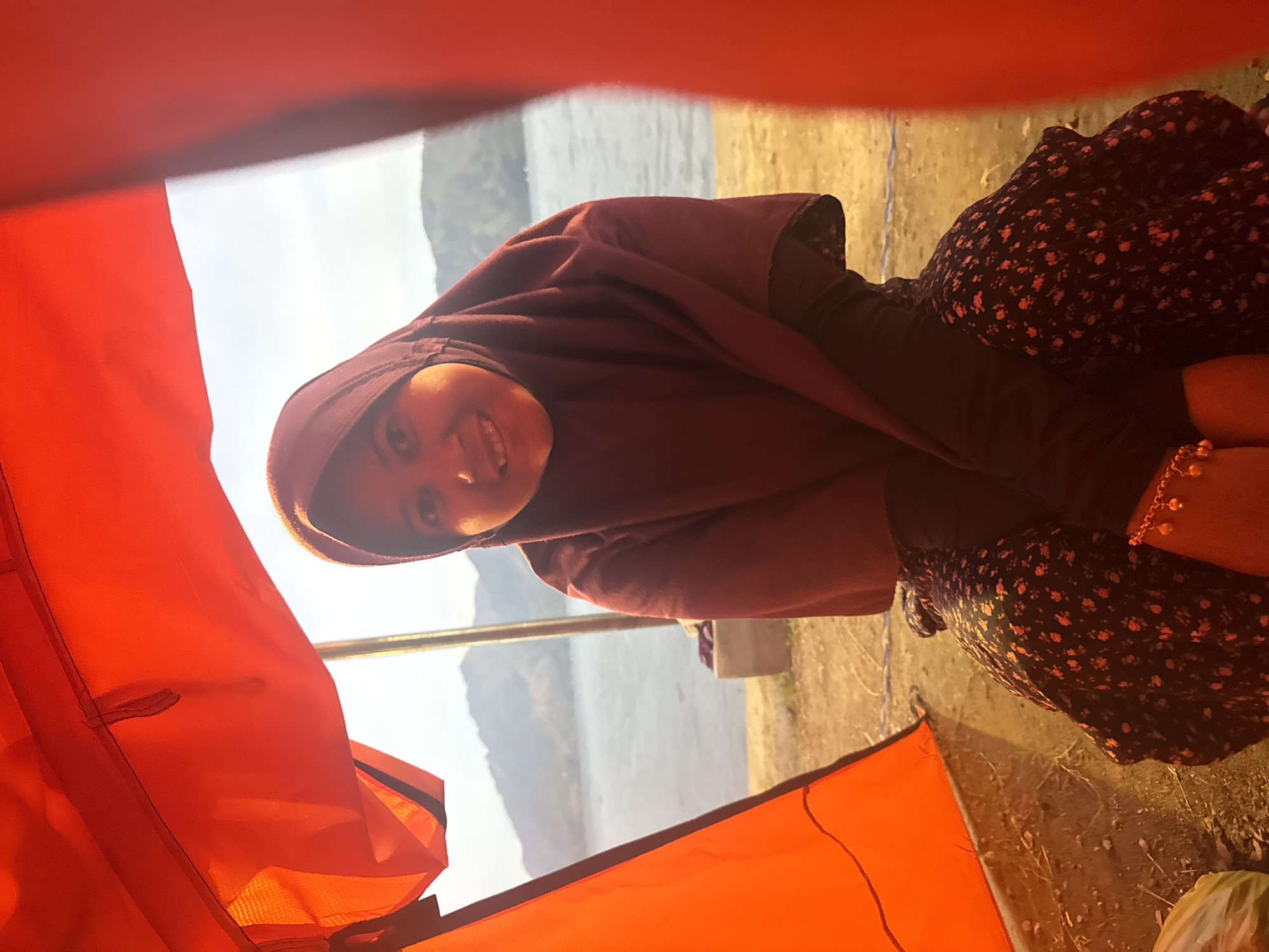 Campsite and waterfront scenes at dusk in Kalalengkio
