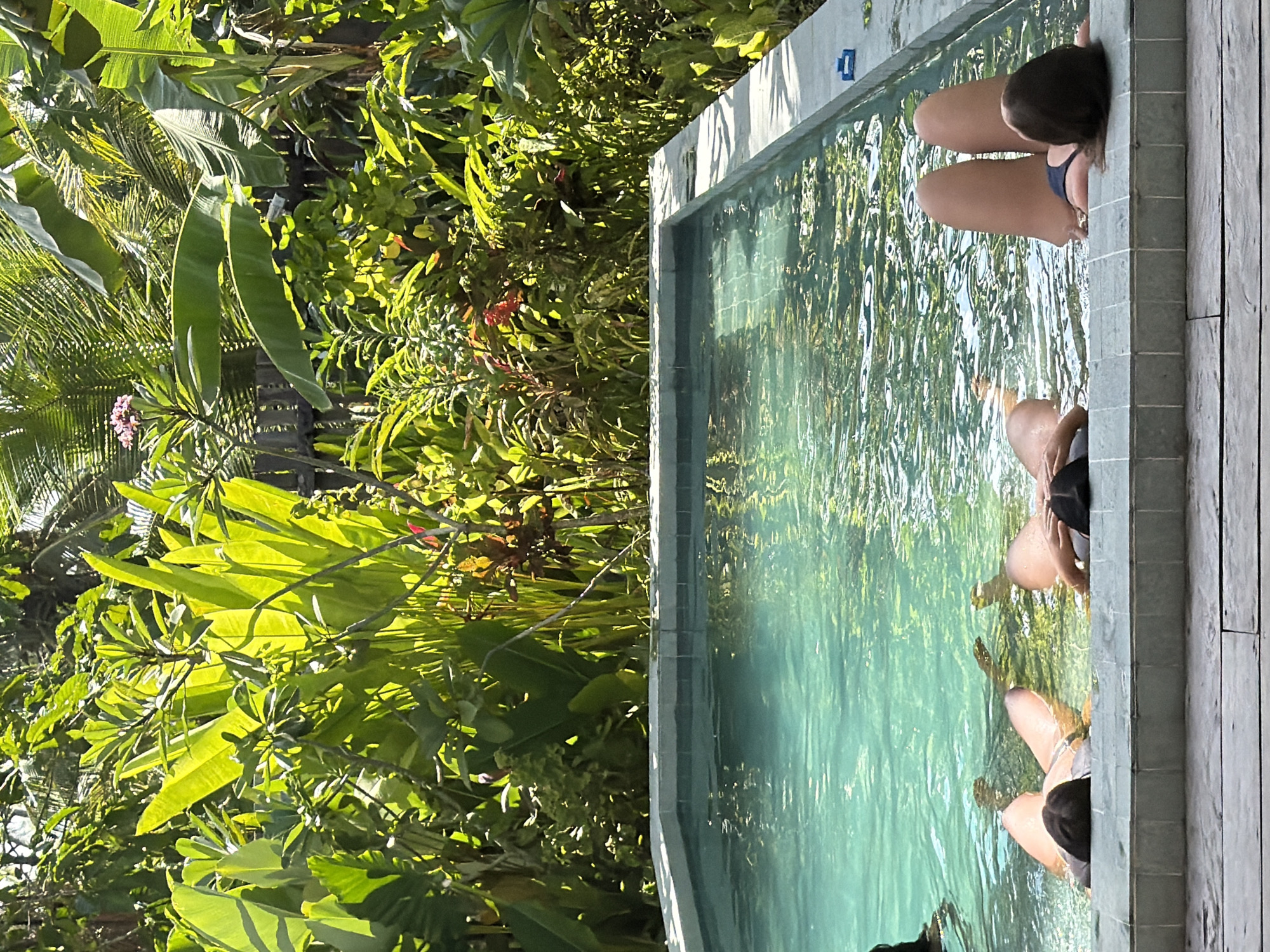 Four women relax in tropical pool in General Luna