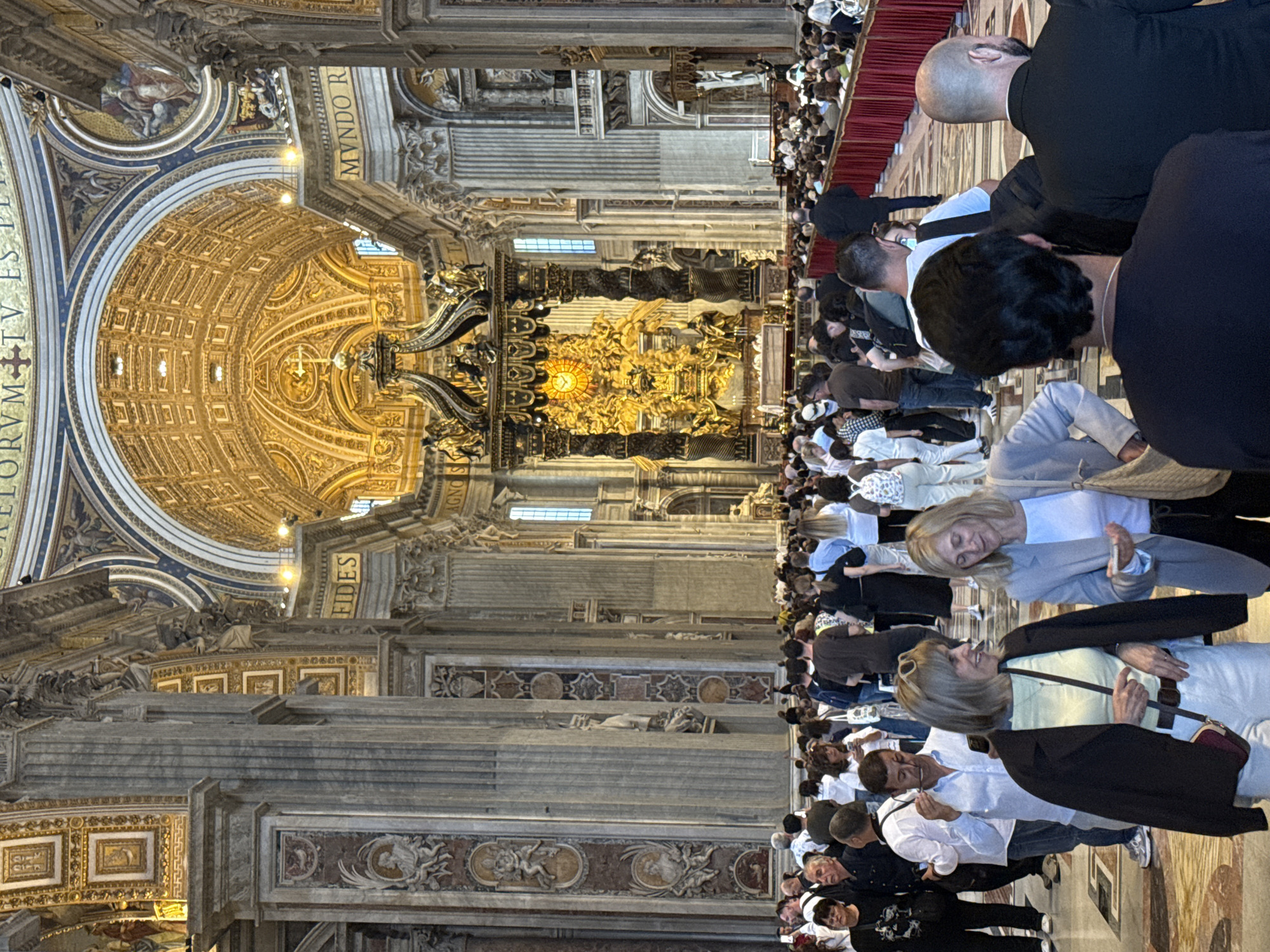 Visitors gather in St. Peter's Basilica, Vatican City