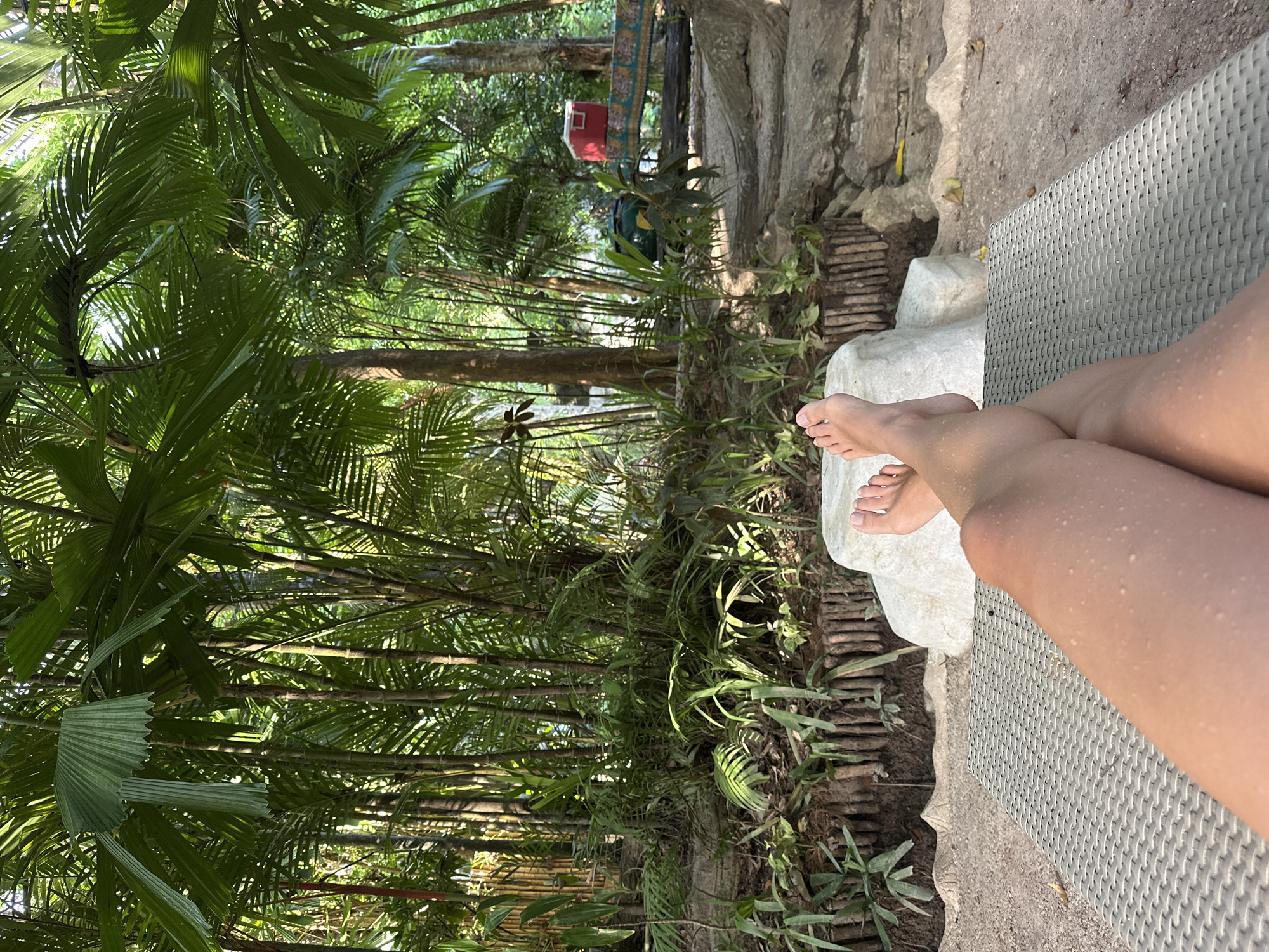 Poolside relaxing in tropical Khlong Thom Nuea, Thailand