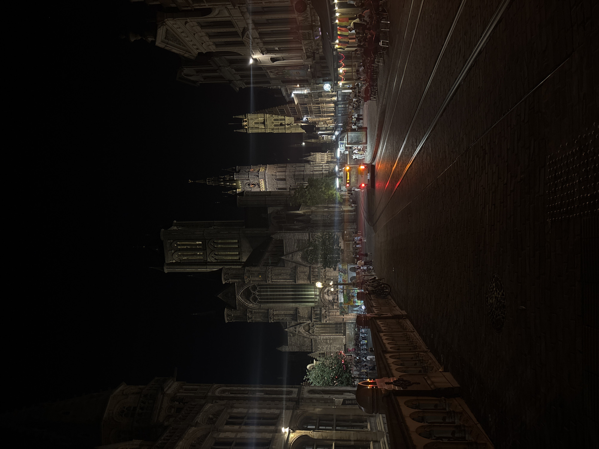 Ghent's illuminated canal district on a summer night