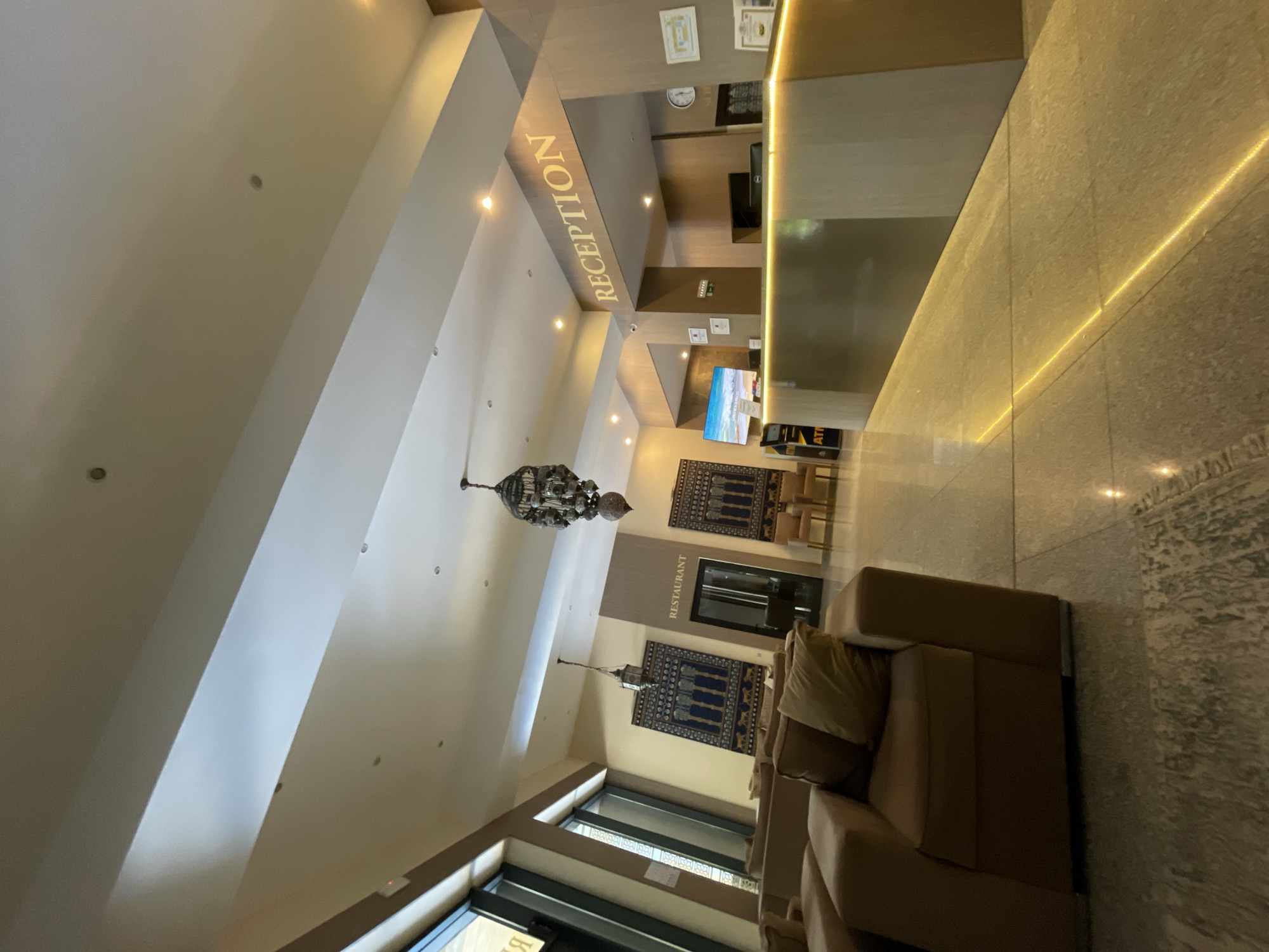 Empty hotel lobby photographed in Varna, Bulgaria