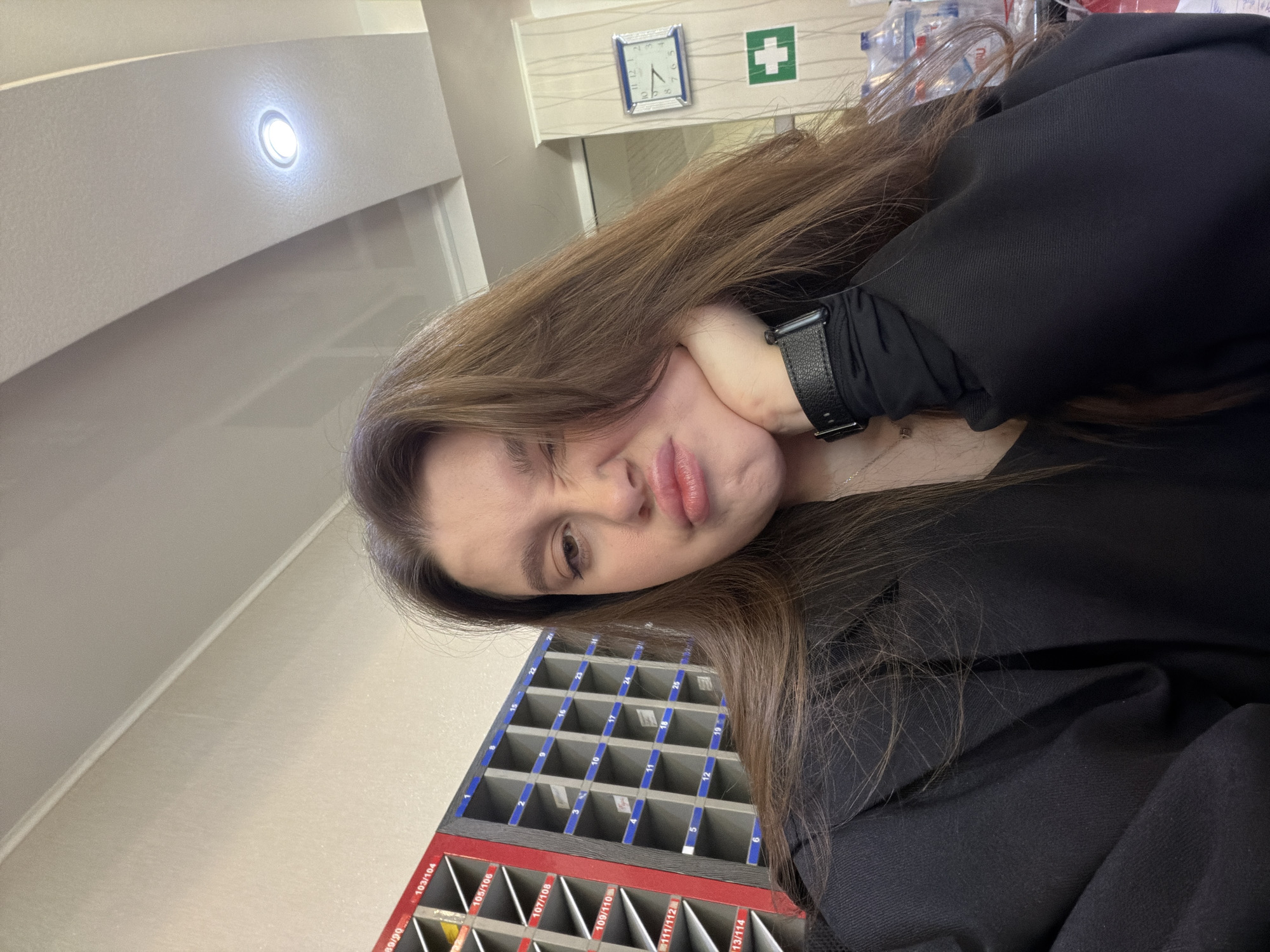 Woman takes early morning selfie in Armavir, Russia
