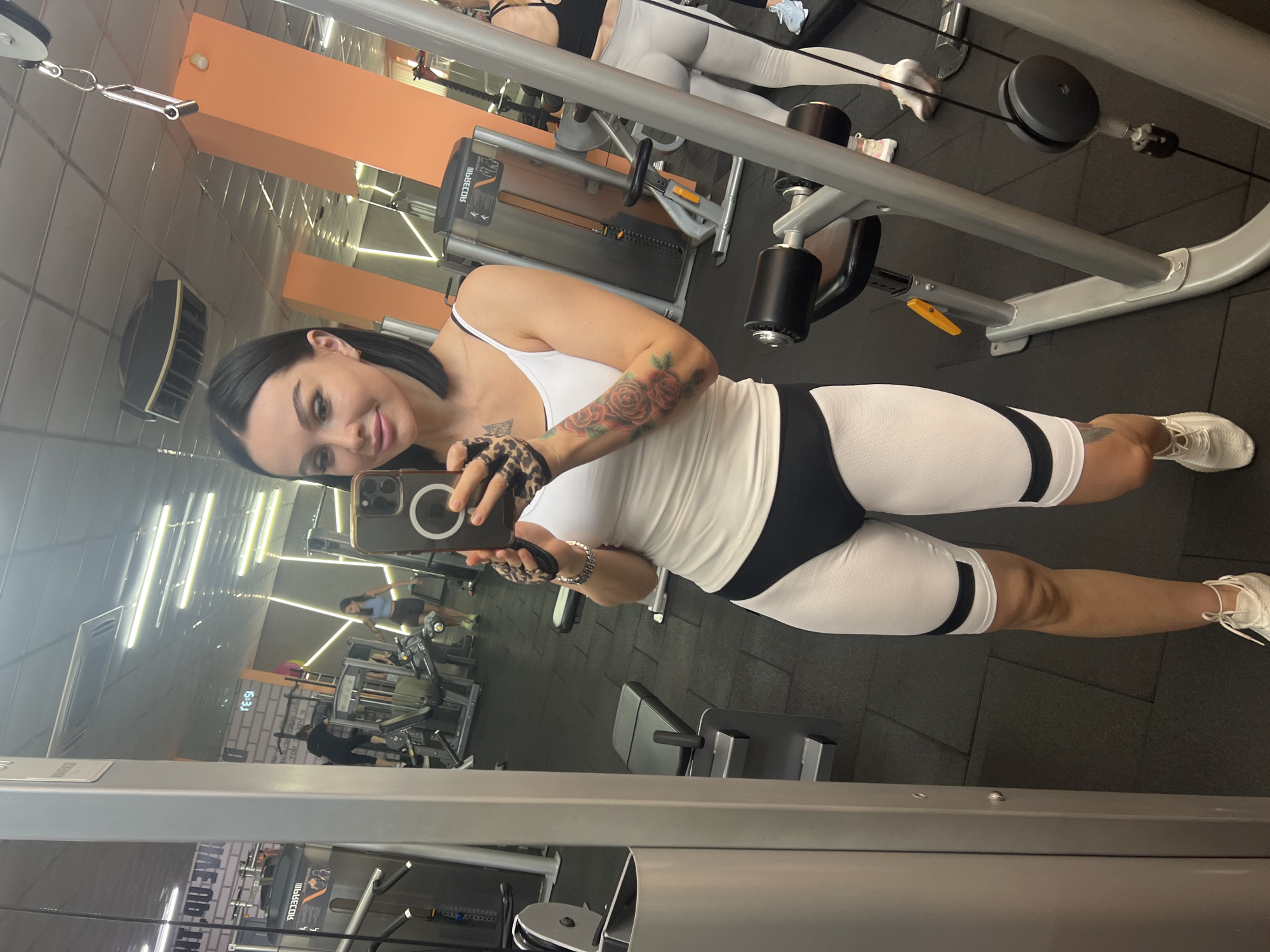 Multiple angles of a busy gym workout session