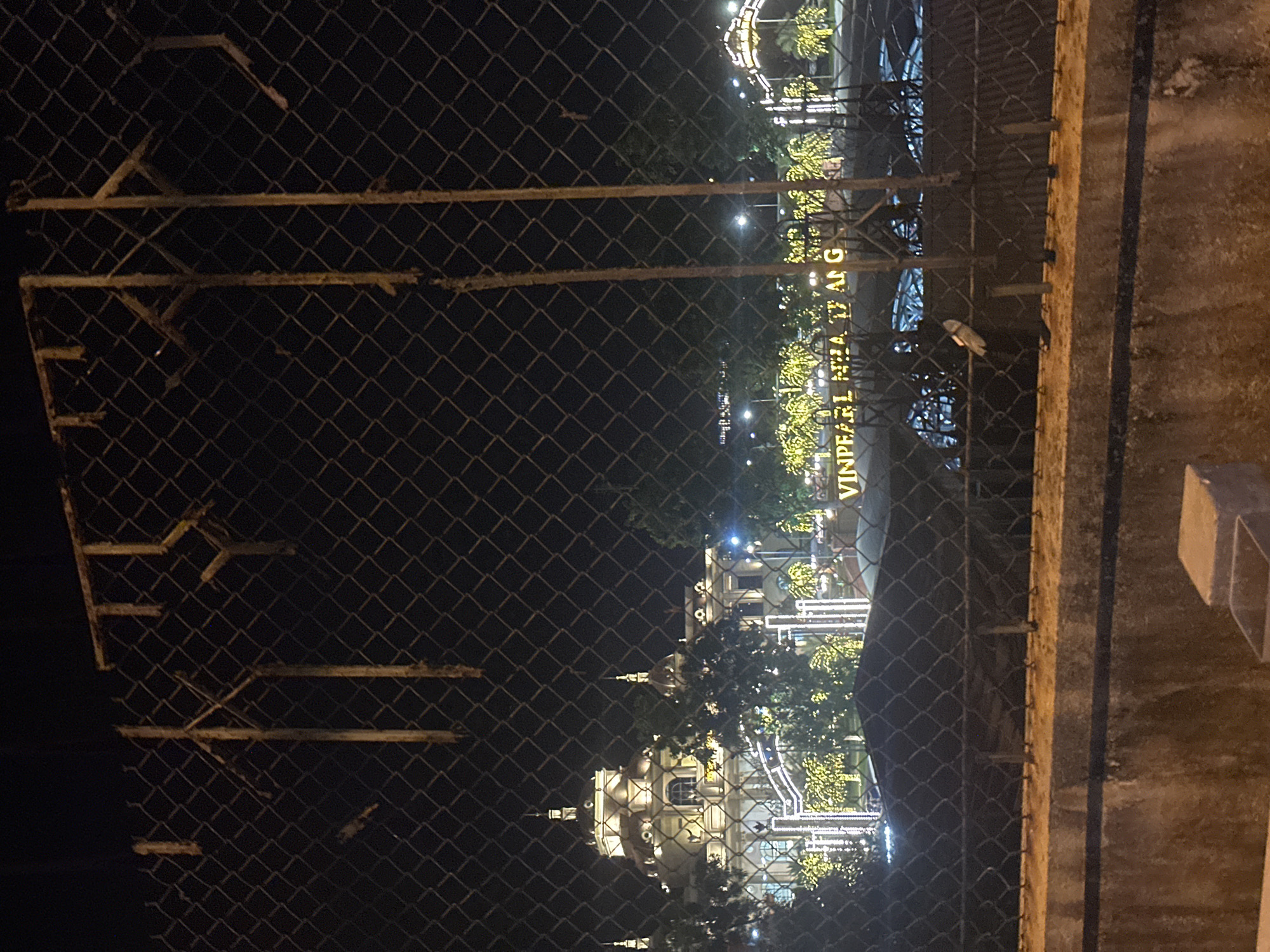 Grand illuminated palace-like building observed in Nha Trang Vietnam