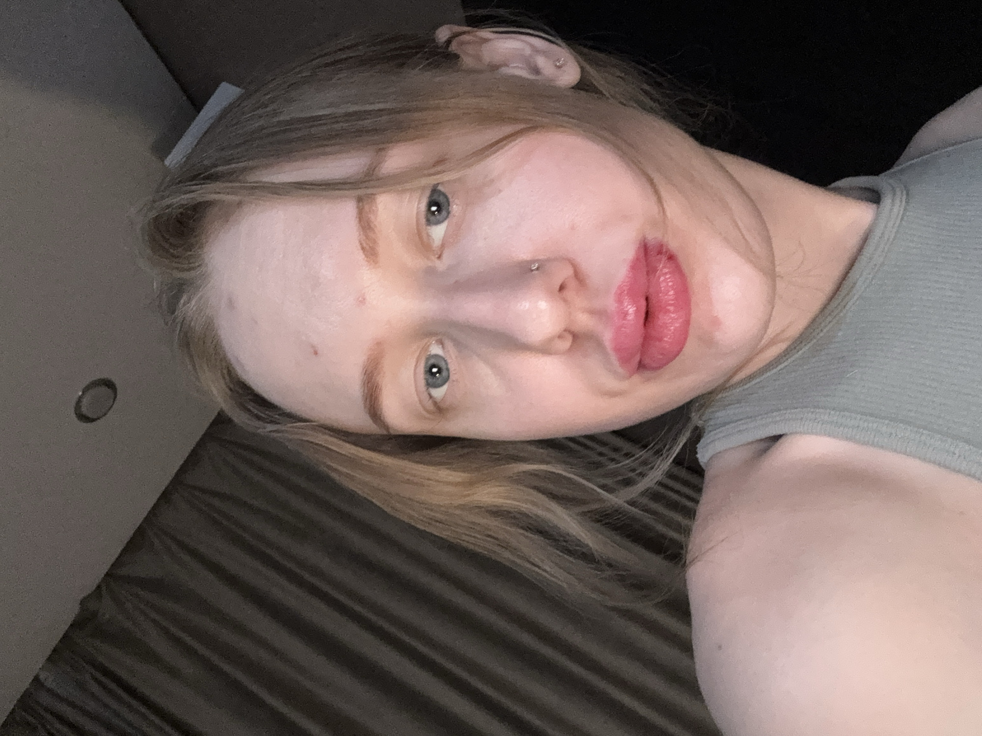 Woman takes selfies indoors in Rostov-on-Don