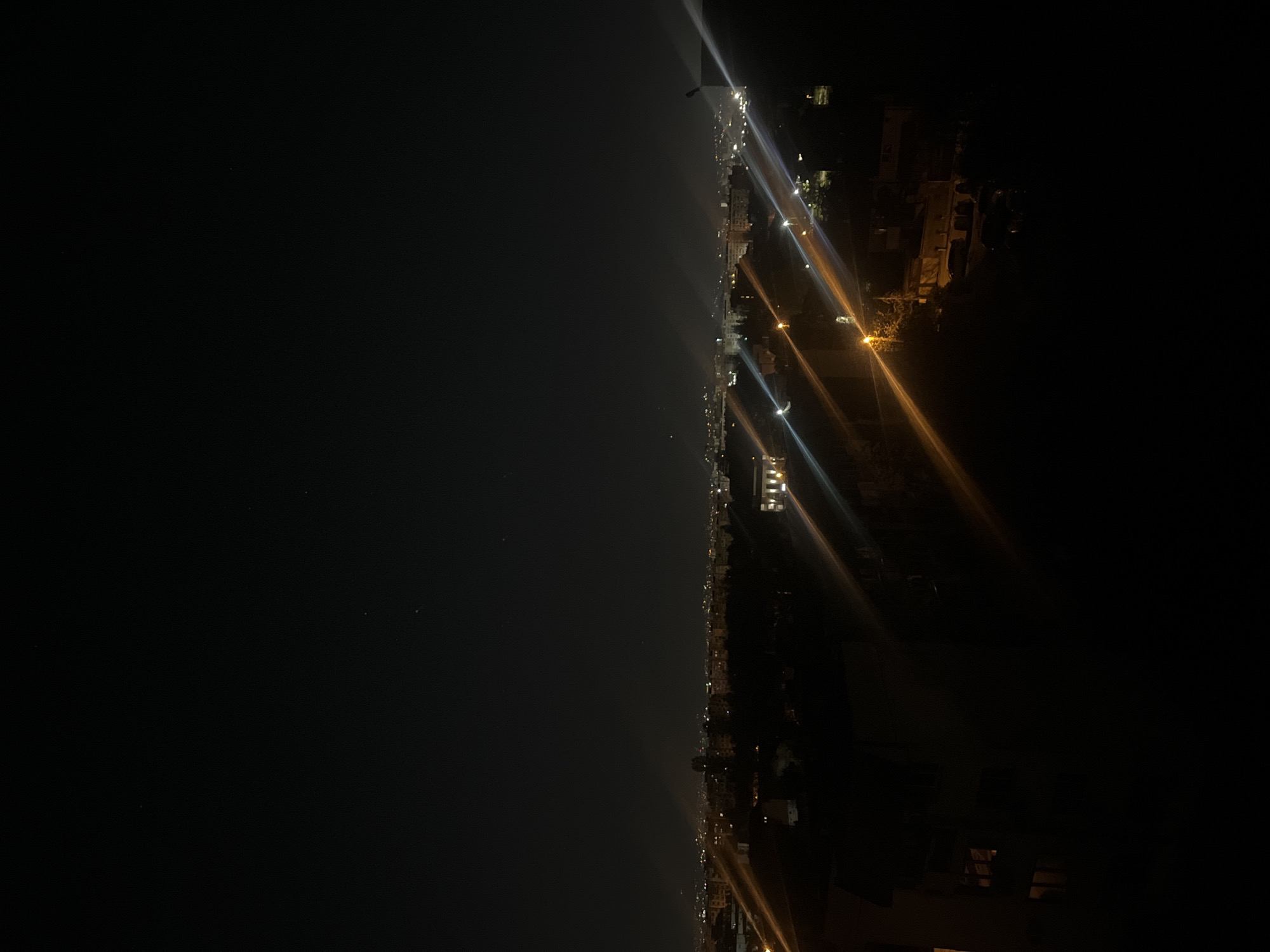 Nighttime panoramic views captured of Sofia, Bulgaria from elevated position