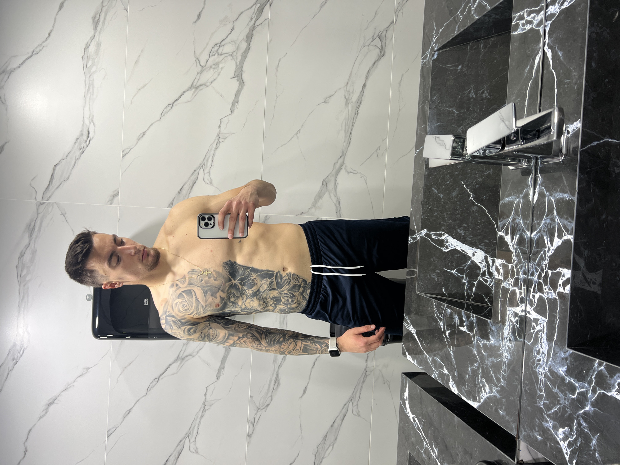 Man takes bathroom selfie in Petrich, Bulgaria