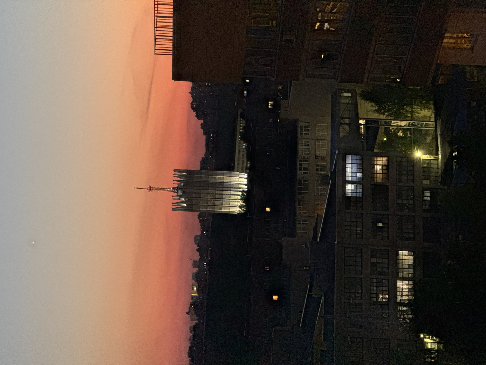 Evening cityscape captured from elevated view in Russia