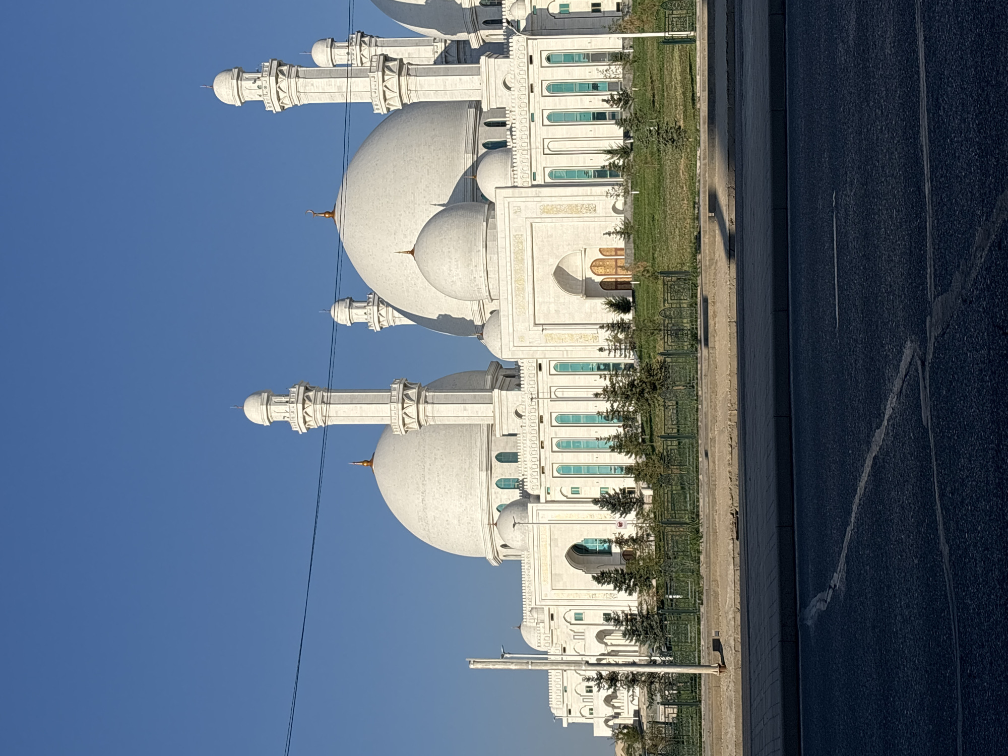 Hazrat Sultan Mosque stands tall under clear Shymkent skies