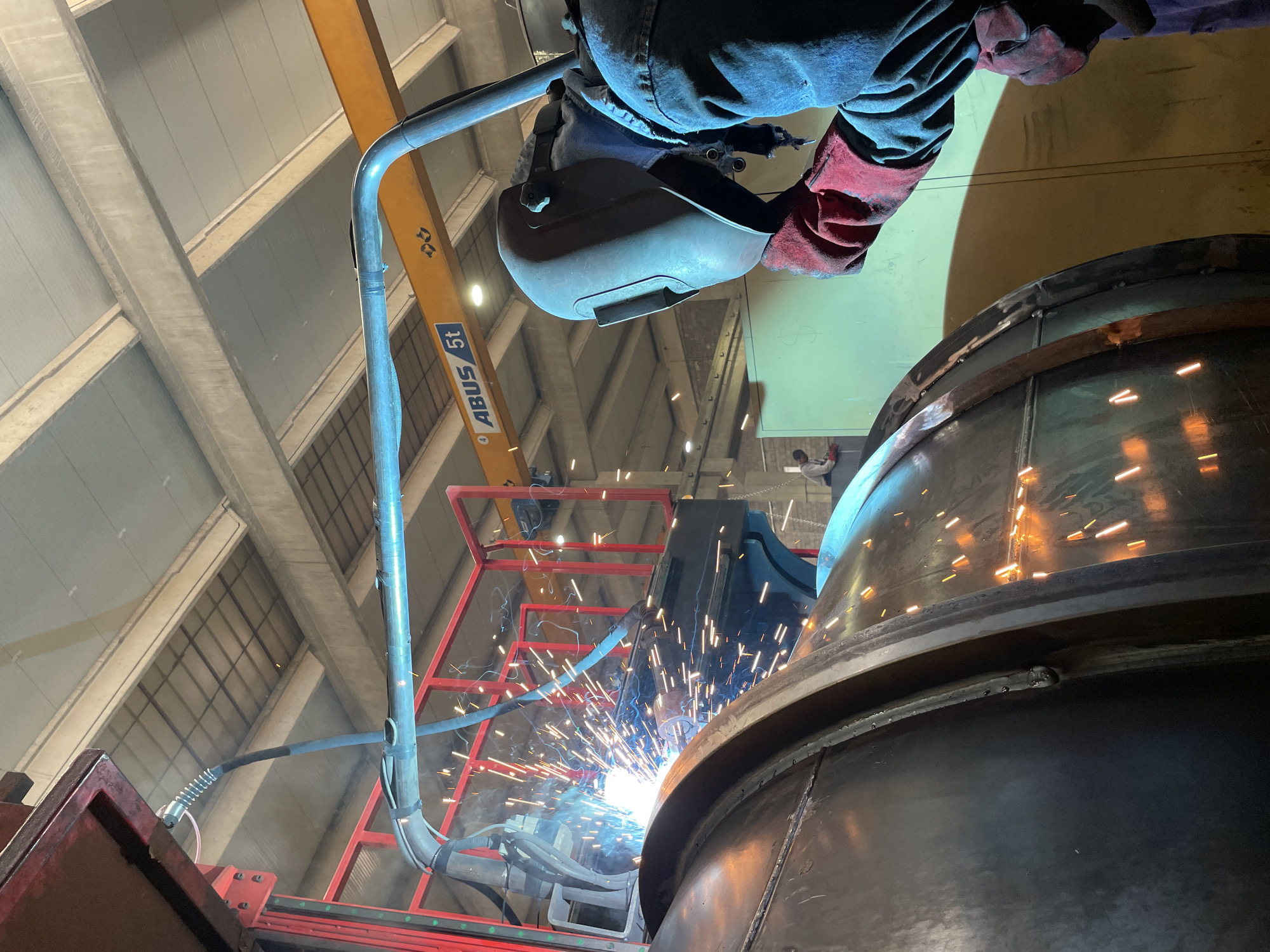 Industrial welding work underway at Montenegro facility