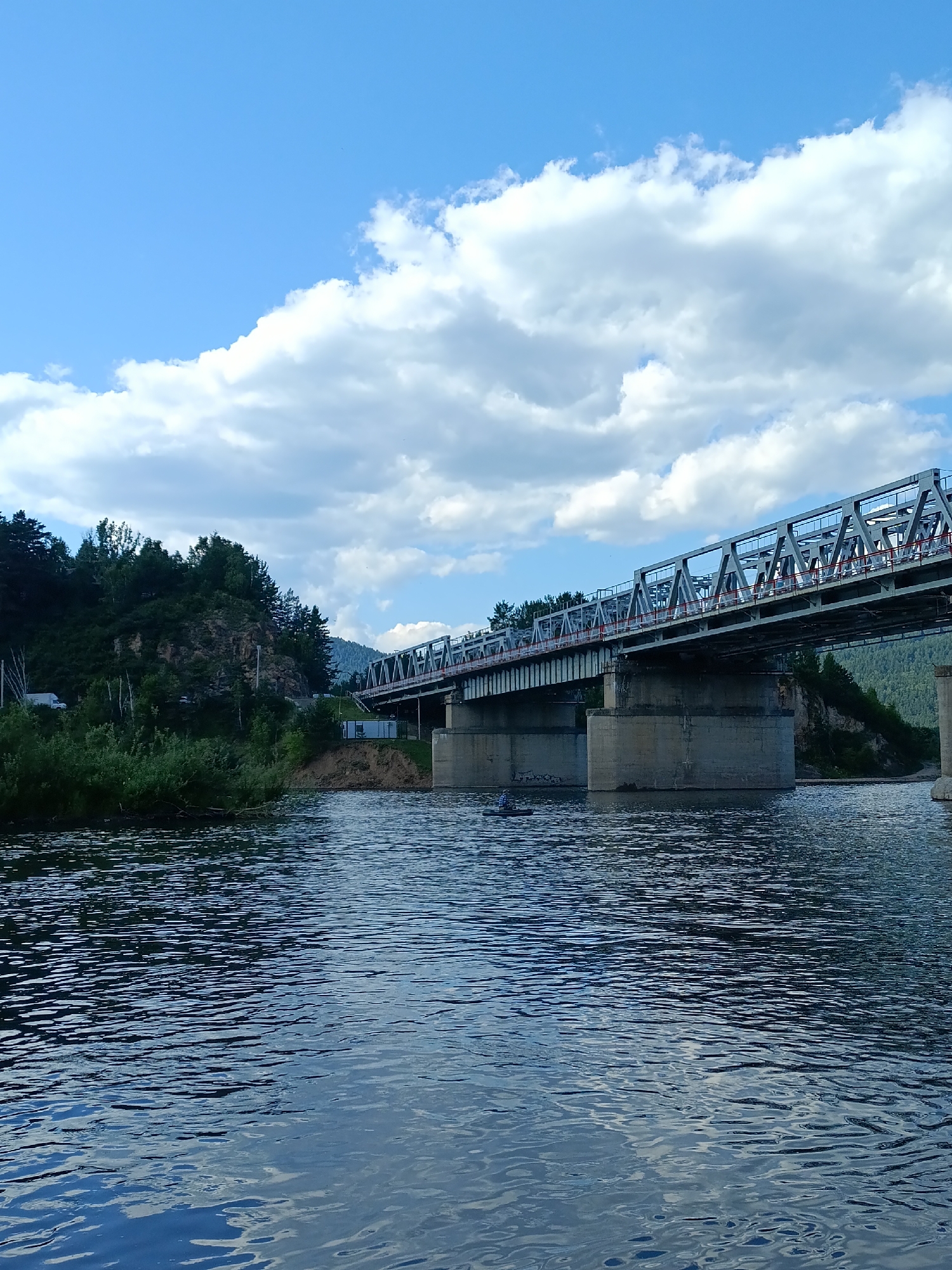Paddleboard crew sets up on the Mana River, Russia