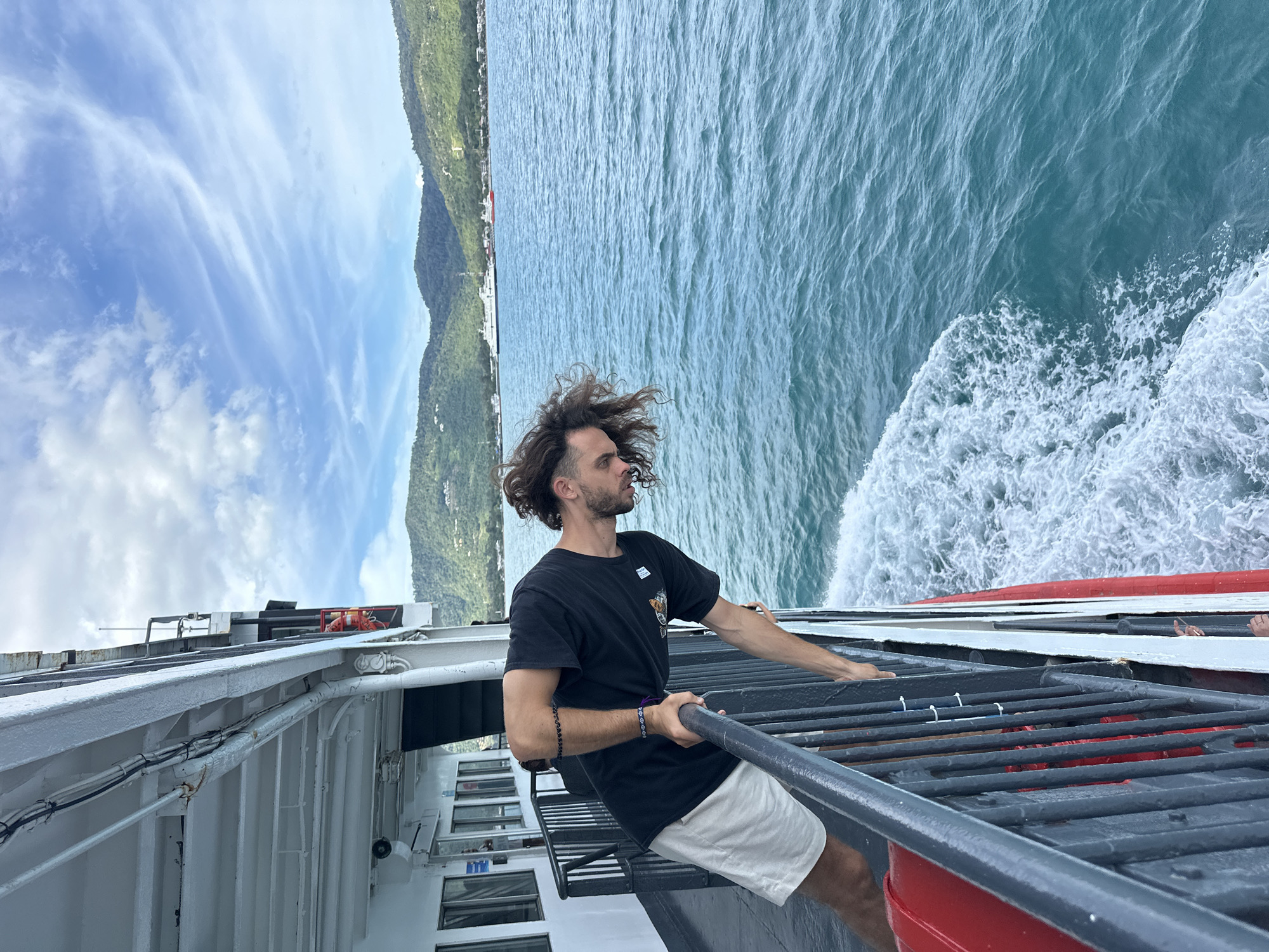Ferry ride selfies off the Nathon pier, Koh Samui
