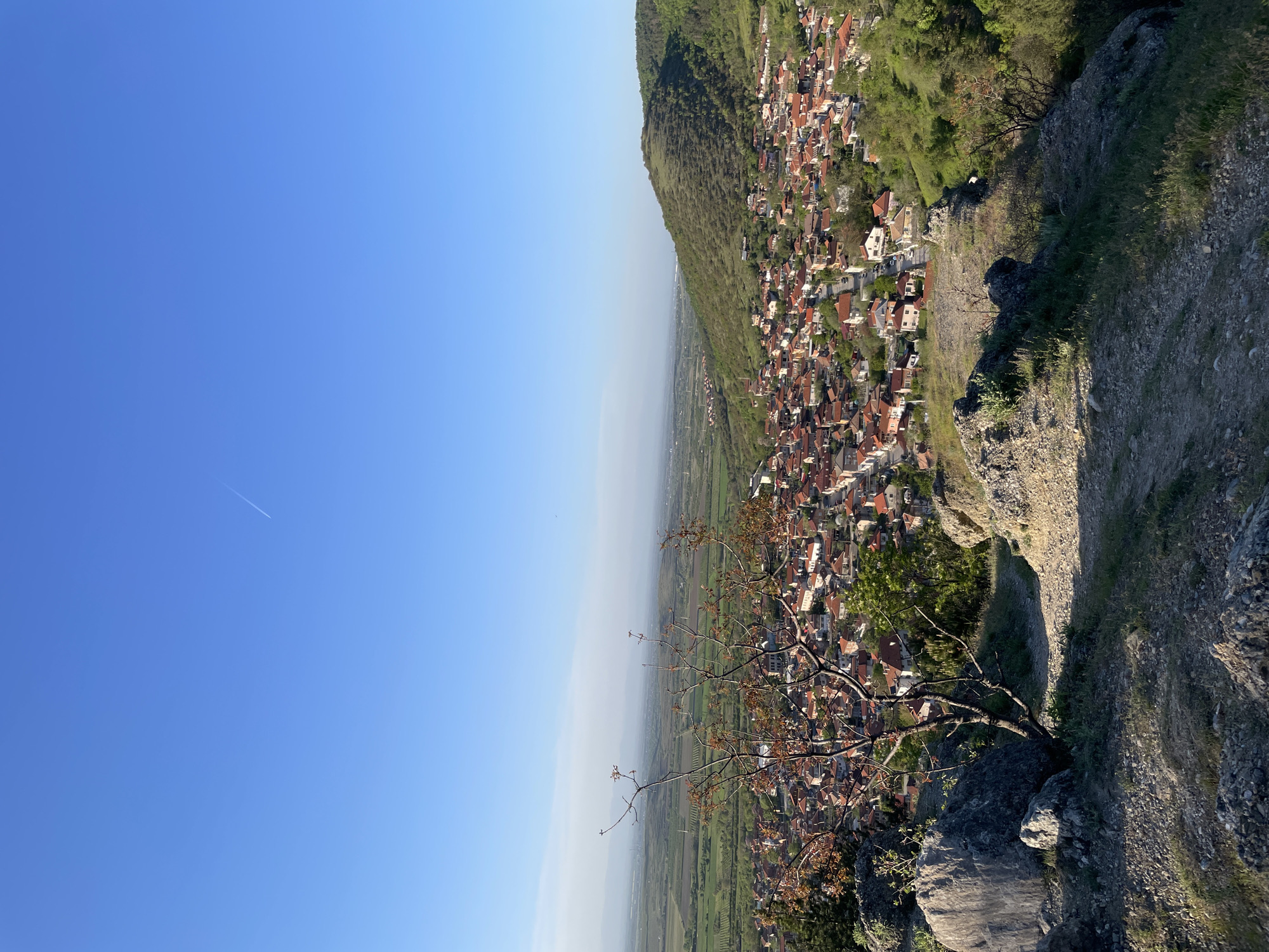 Clear blue skies captured in Bulgarian countryside panorama