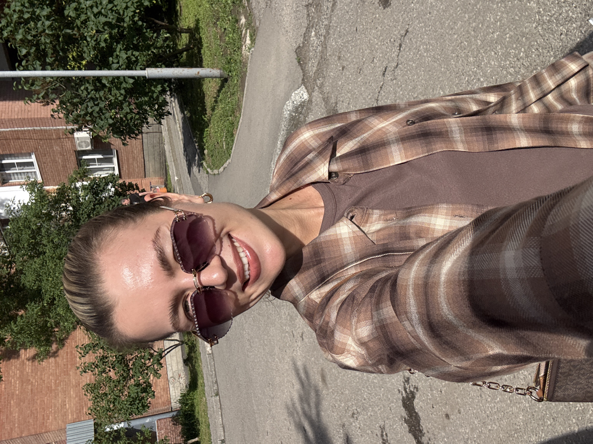 Urban selfie session and motorcycle ride on sunny afternoon