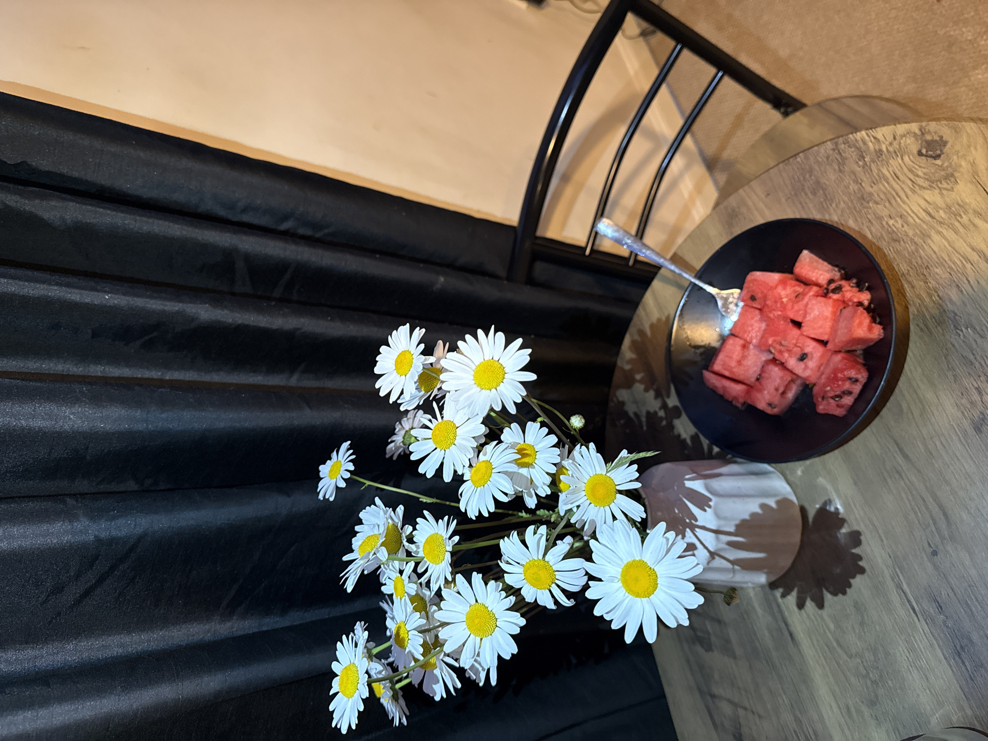 Evening meal with daisies and Marilyn Monroe book, Great Yarmouth