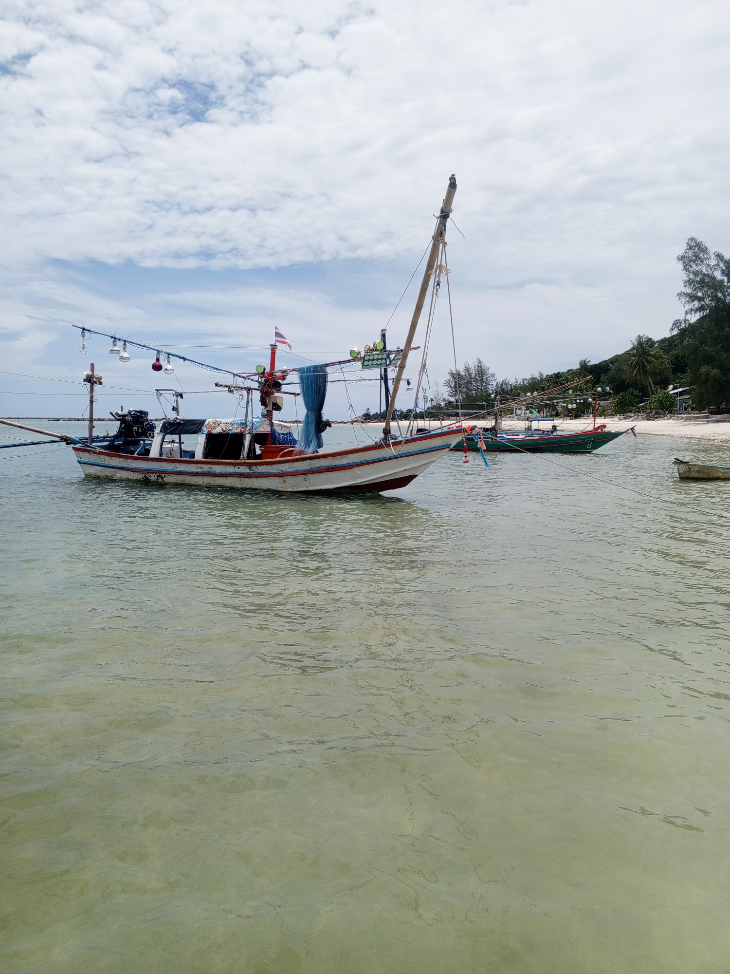 Coastal scenes with fishing boats documented in tropical region