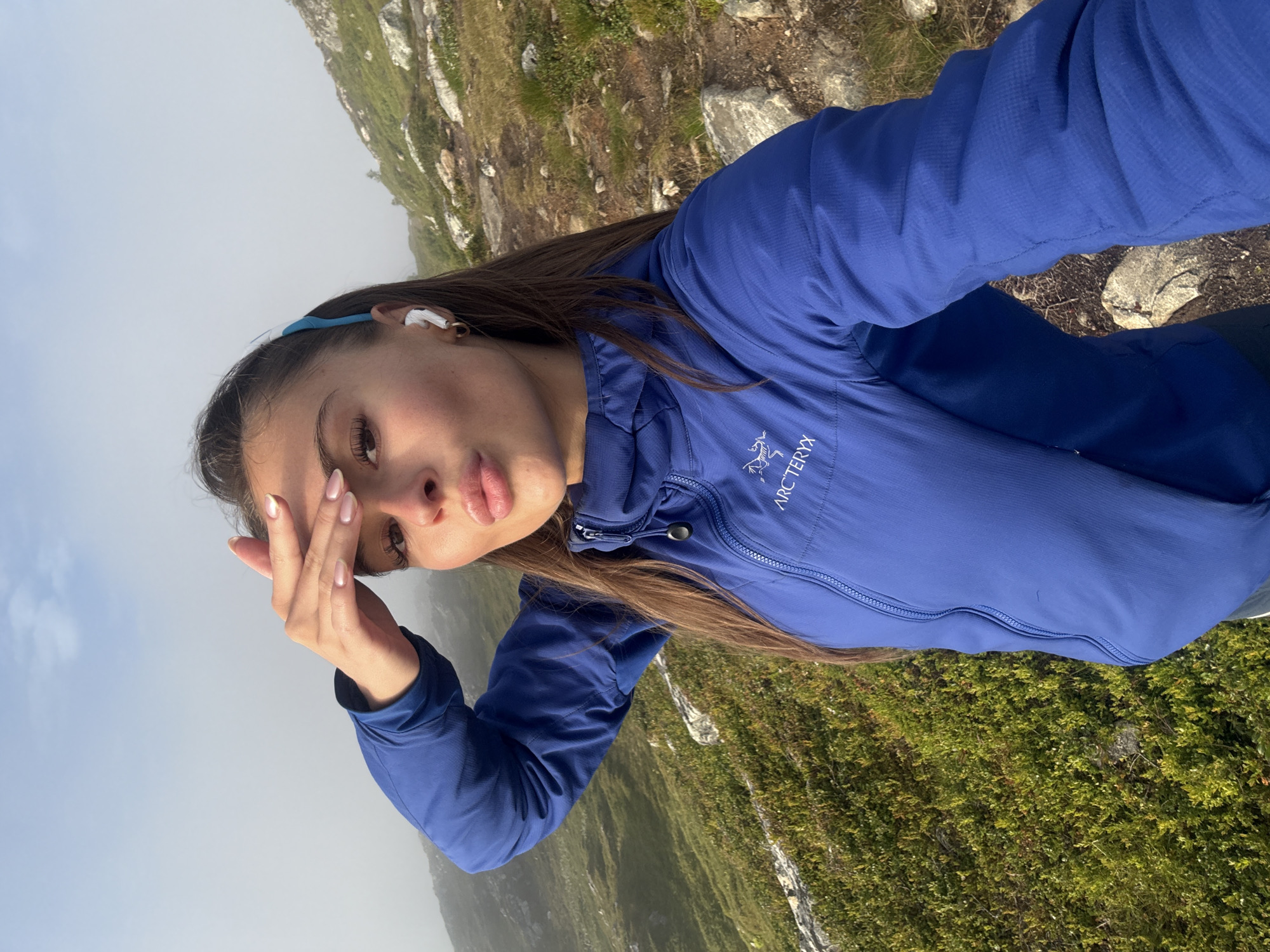 Selfie on a misty Norwegian hillside near Harstad