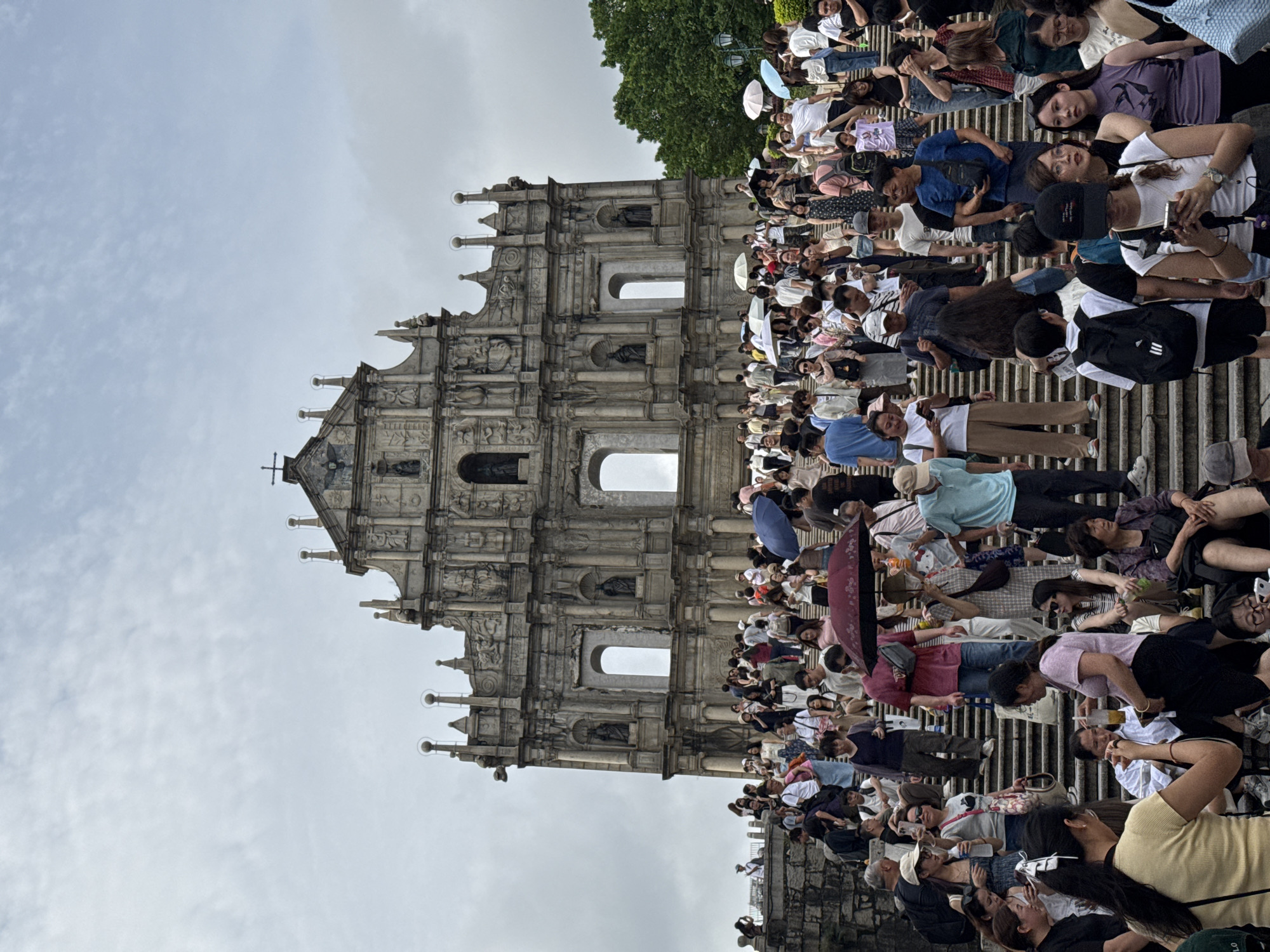 Crowds gather at Macau's historic Ruins of St. Paul's