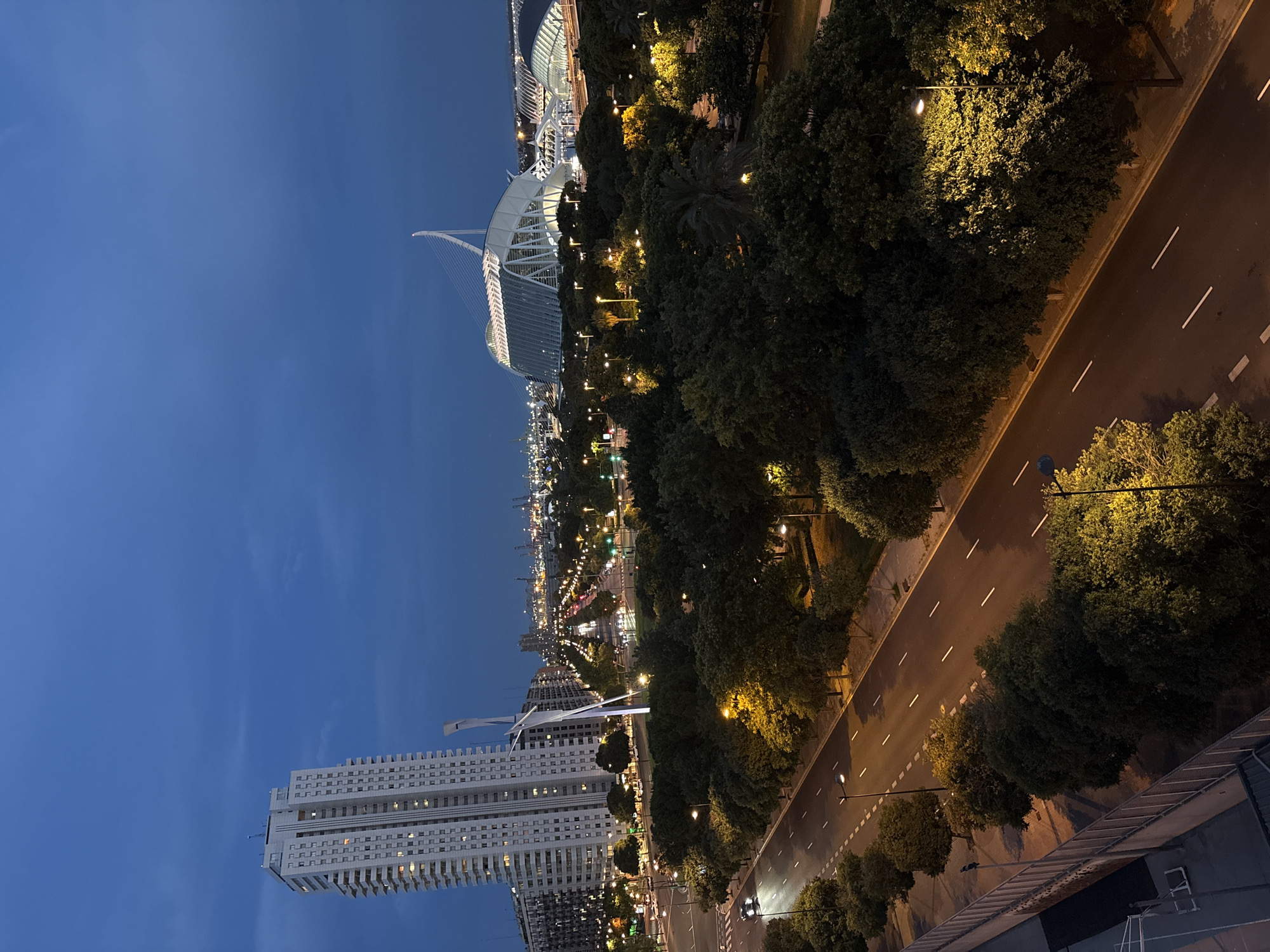 Evening at Valencia's City of Arts and Sciences, personal and aerial.