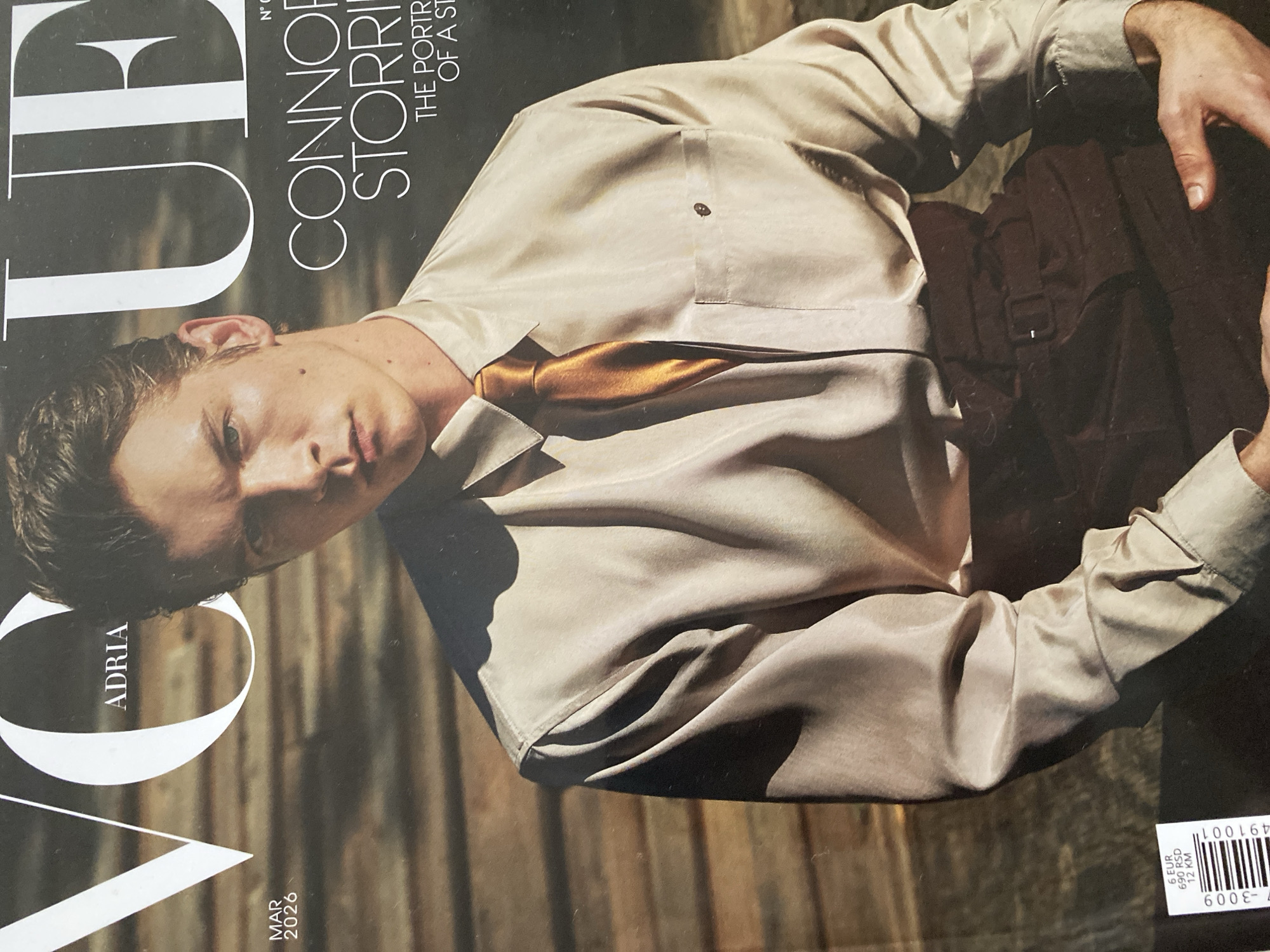 Vogue Adria March 2026 cover featuring Connor Storri photographed