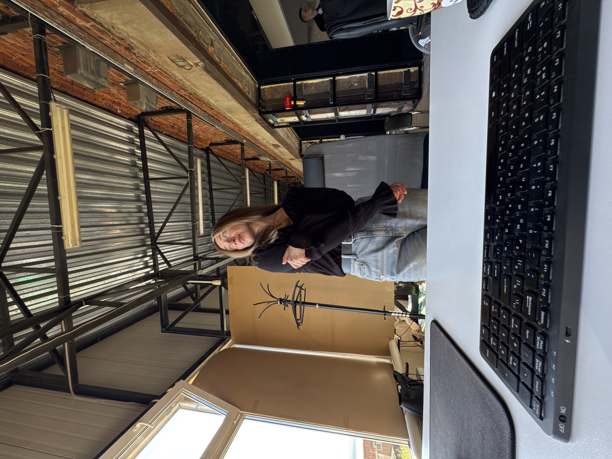 Woman documented during early morning office session in Chaikovsky