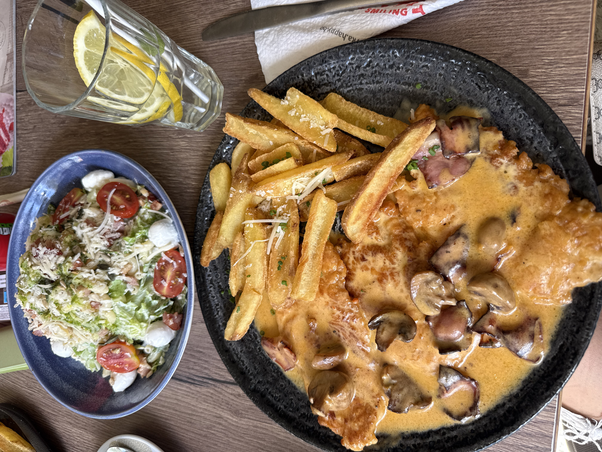 Restaurant meal documented in Plovdiv with #LovedOnes hashtag