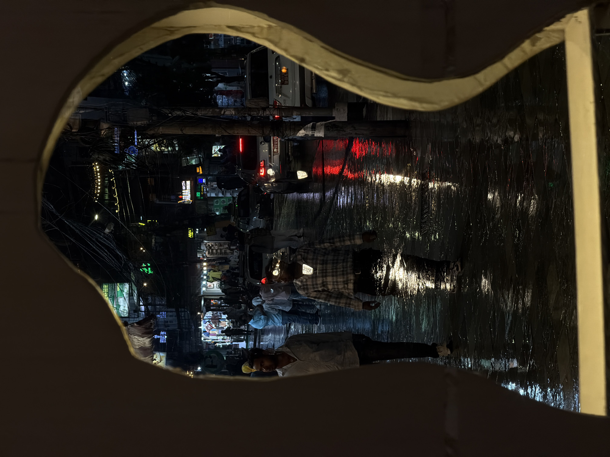 Rainy night street scenes captured in Pokhara, Nepal