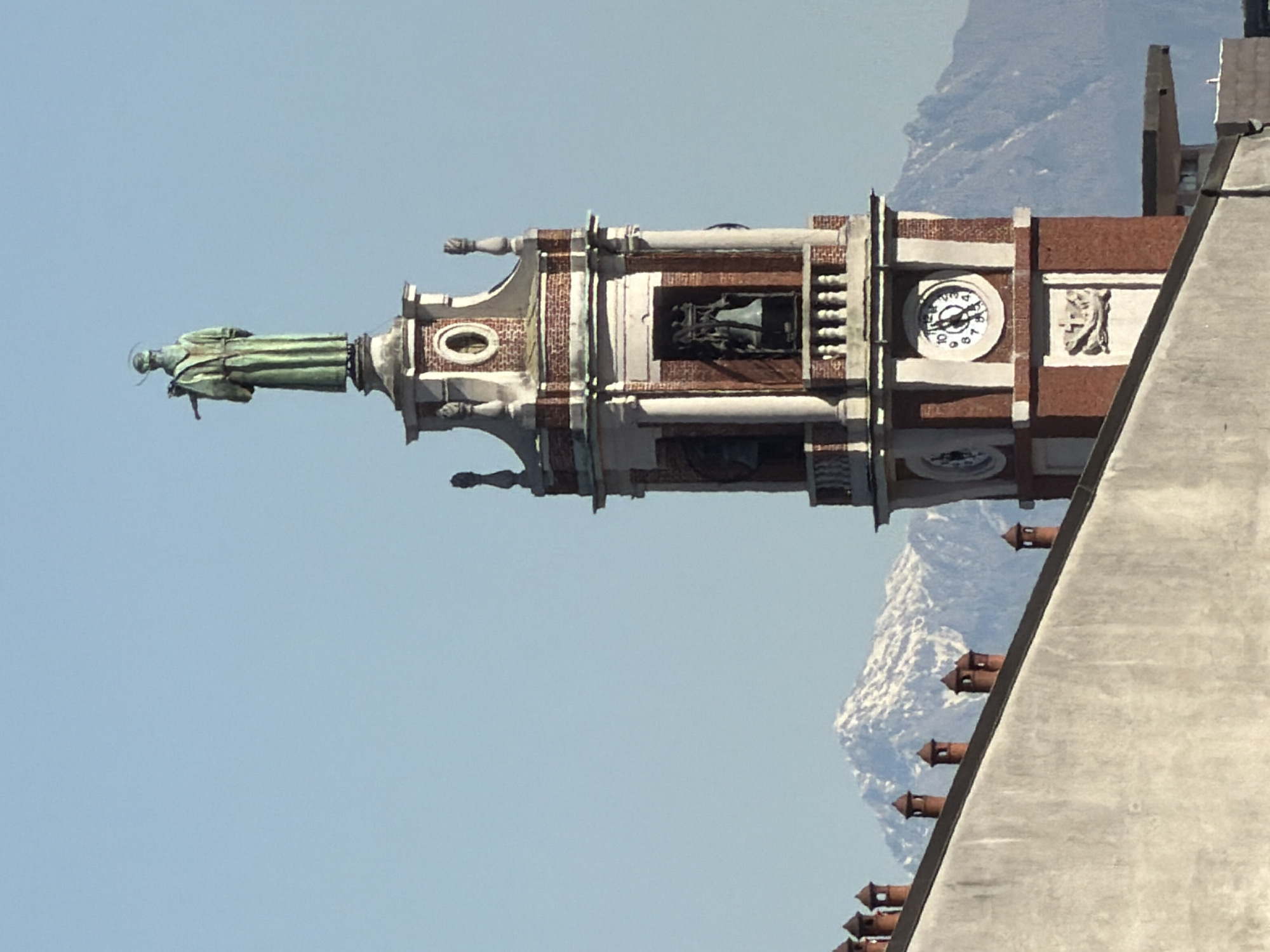 Historic Milan basilica bell tower documented by witness