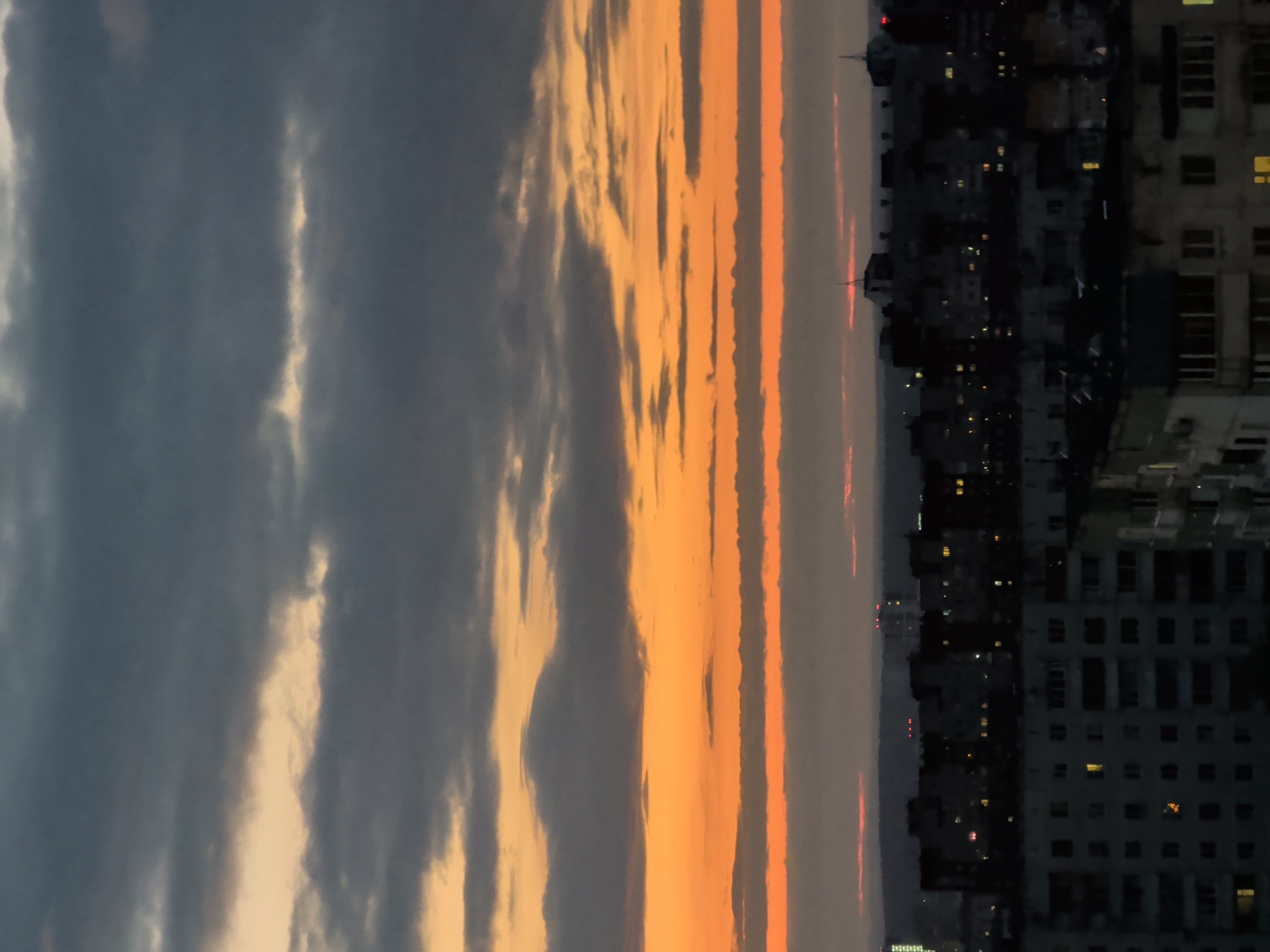 Dramatic sunset clouds photographed over Perm, Russia cityscape