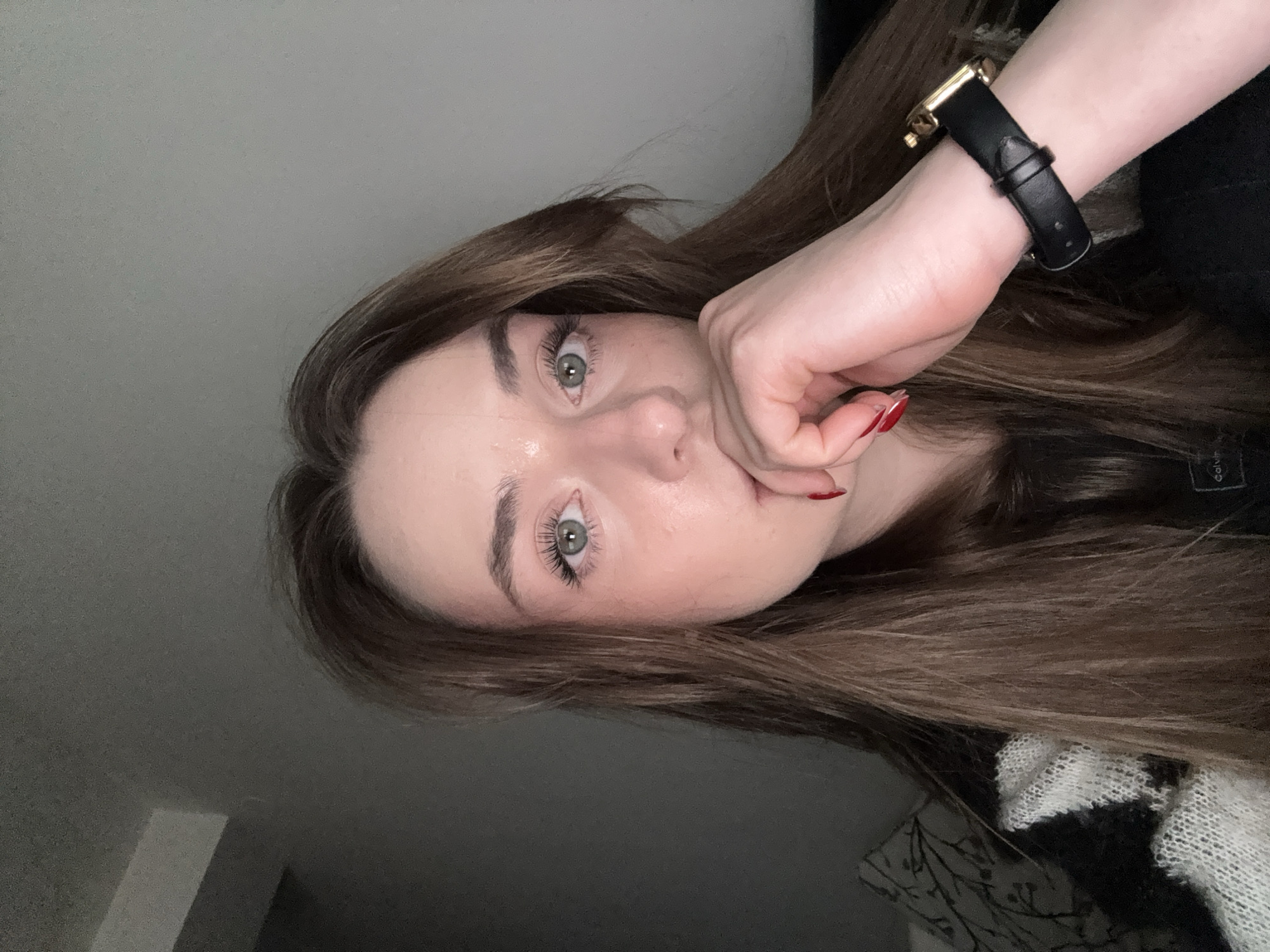 Woman takes selfies in Kragujevac, Serbia