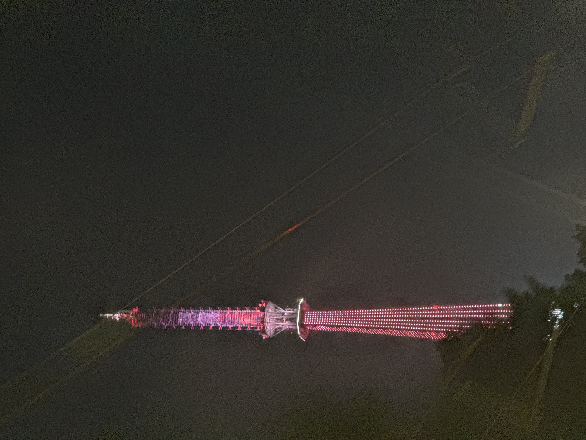 TV Tower Displays Pink-Red Light Pattern in Nizhny Novgorod