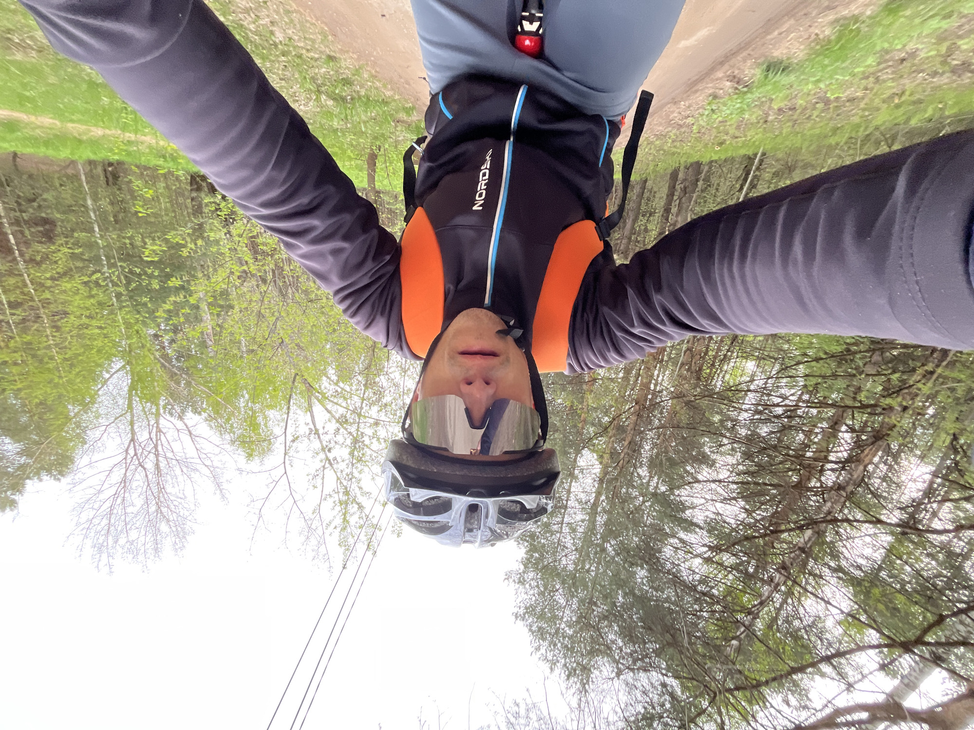Cyclist documents trail ride through forest paths in Chaikovsky