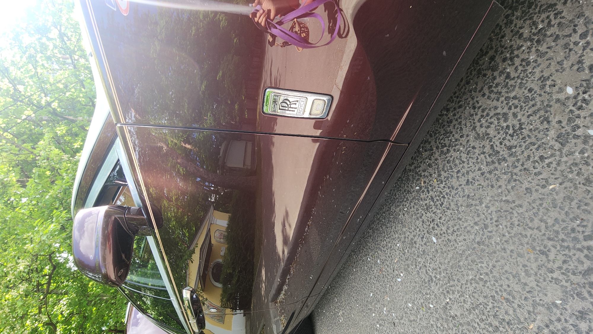 Luxury car spotted during community meal gathering in Khimki