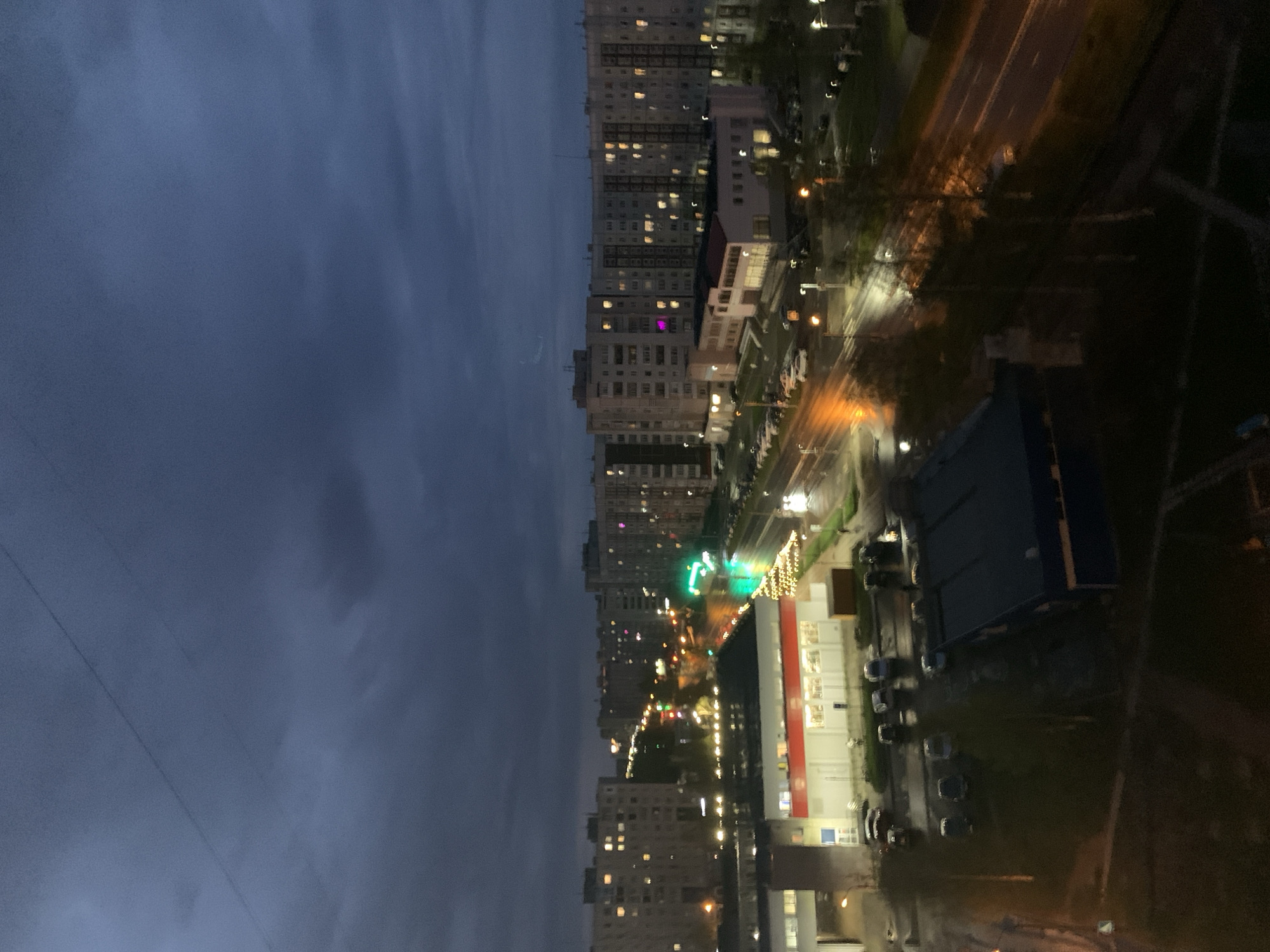 Evening cityscape observed from elevated position in Severodvinsk