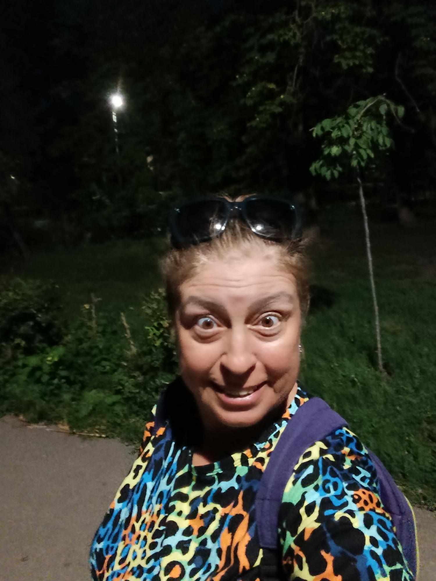Evening in a Saratov park: paths, a carousel, cyclists passing through
